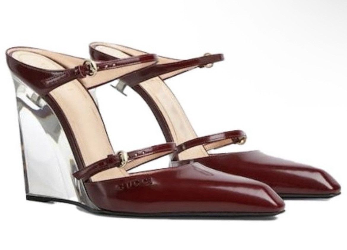 Gucci Gucci Closed Toe Slippers Wedge Mules Regent Rosso Ancora Size US 9 / IT 39 - 1 Thumbnail