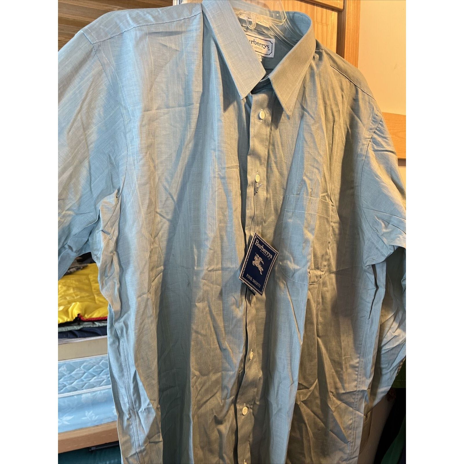 Burberry Burberry Men’s 16.5 34 Green Grey LS Button Up Cotton Shirt Size US L / EU 52-54 / 3 - 4 Thumbnail