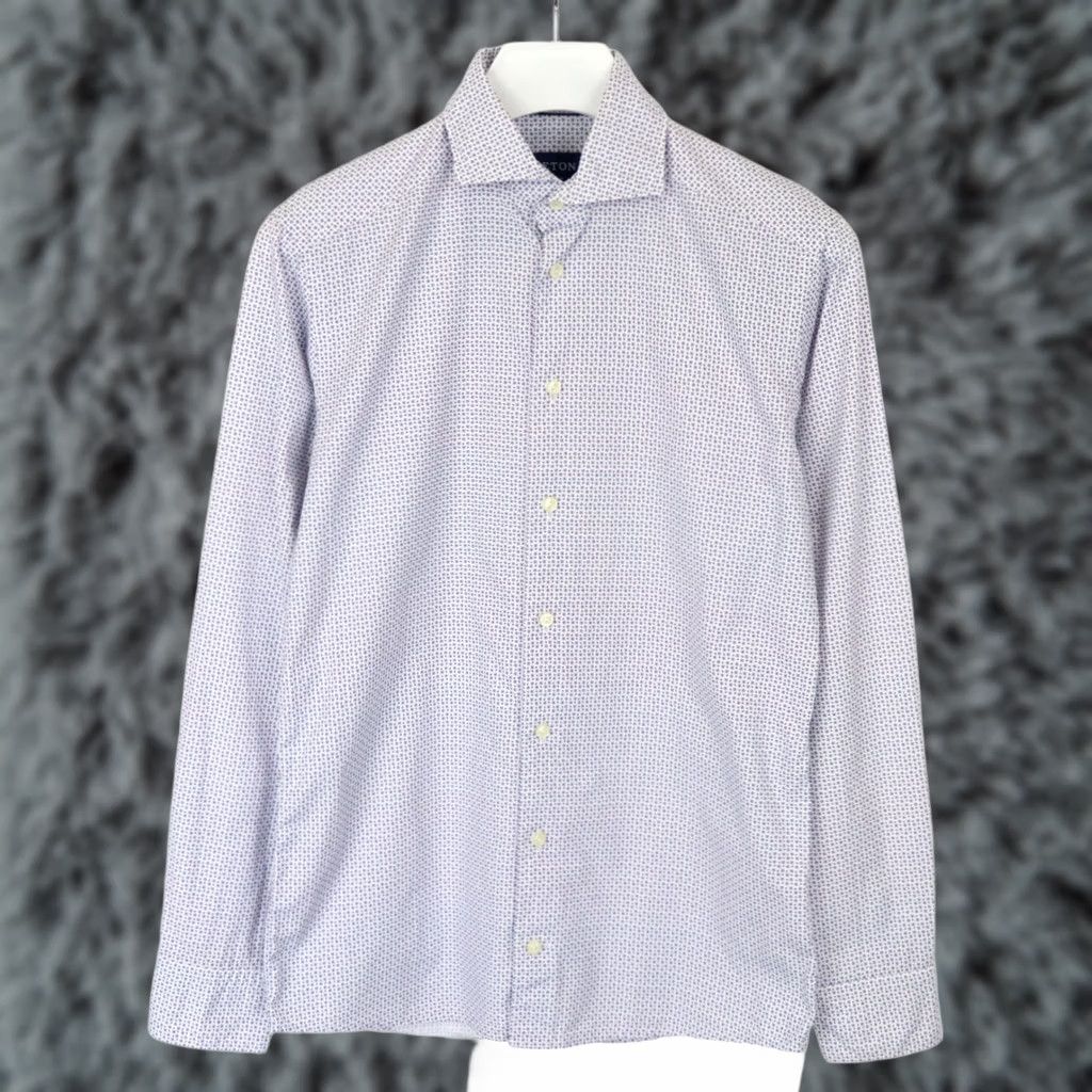 Eton Eton Poplin Slim Shirt Men's SMALL Button Up Patterned Cutaway Neck Size US S / EU 44-46 / 1 - 1 Thumbnail