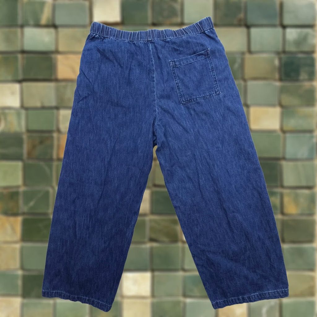 Zara Zara Jeans Womens Large Dark Wash High Rise Wide Leg Straight Crop Elastic Waist Fashion Denim 5-Pocket Relaxed Regular Size L Blue Cotton Size 36" / US 14 / IT 50 - 1 Thumbnail