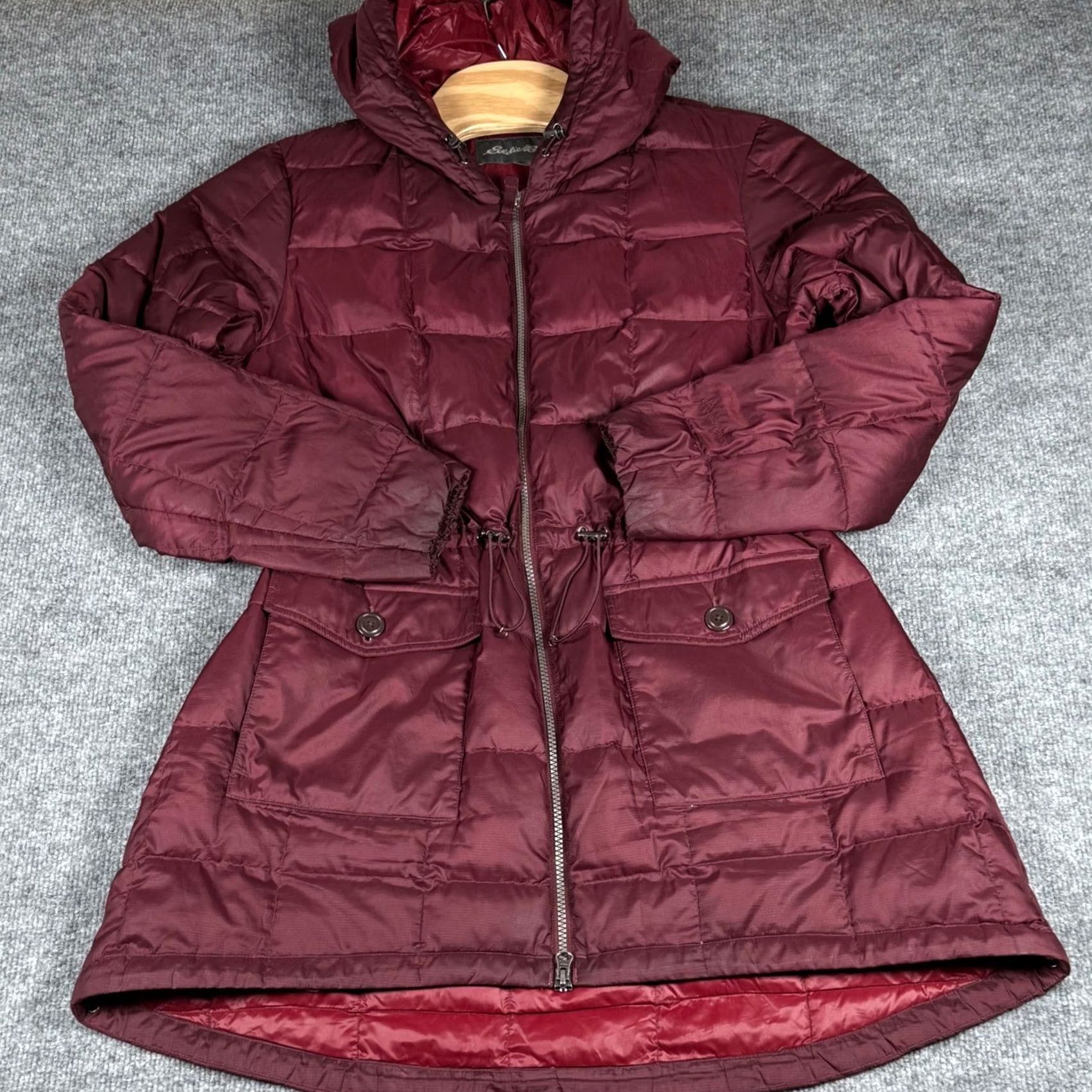 Eddie Bauer VINTAGE Eddie Bauer Quilted Hooded Goose Down Winter Parka Jacket XL Burgundy Coat Size XL / US 12-14 / IT 48-50 - 2 Thumbnail