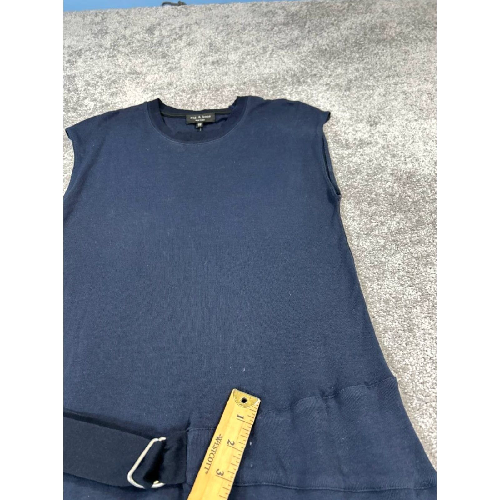 Rag & Bone RAG & BONE Midi Dress Womens XS Blue Belted Blouson Knit Size XS / US 0-2 / IT 36-38 - 6 Thumbnail