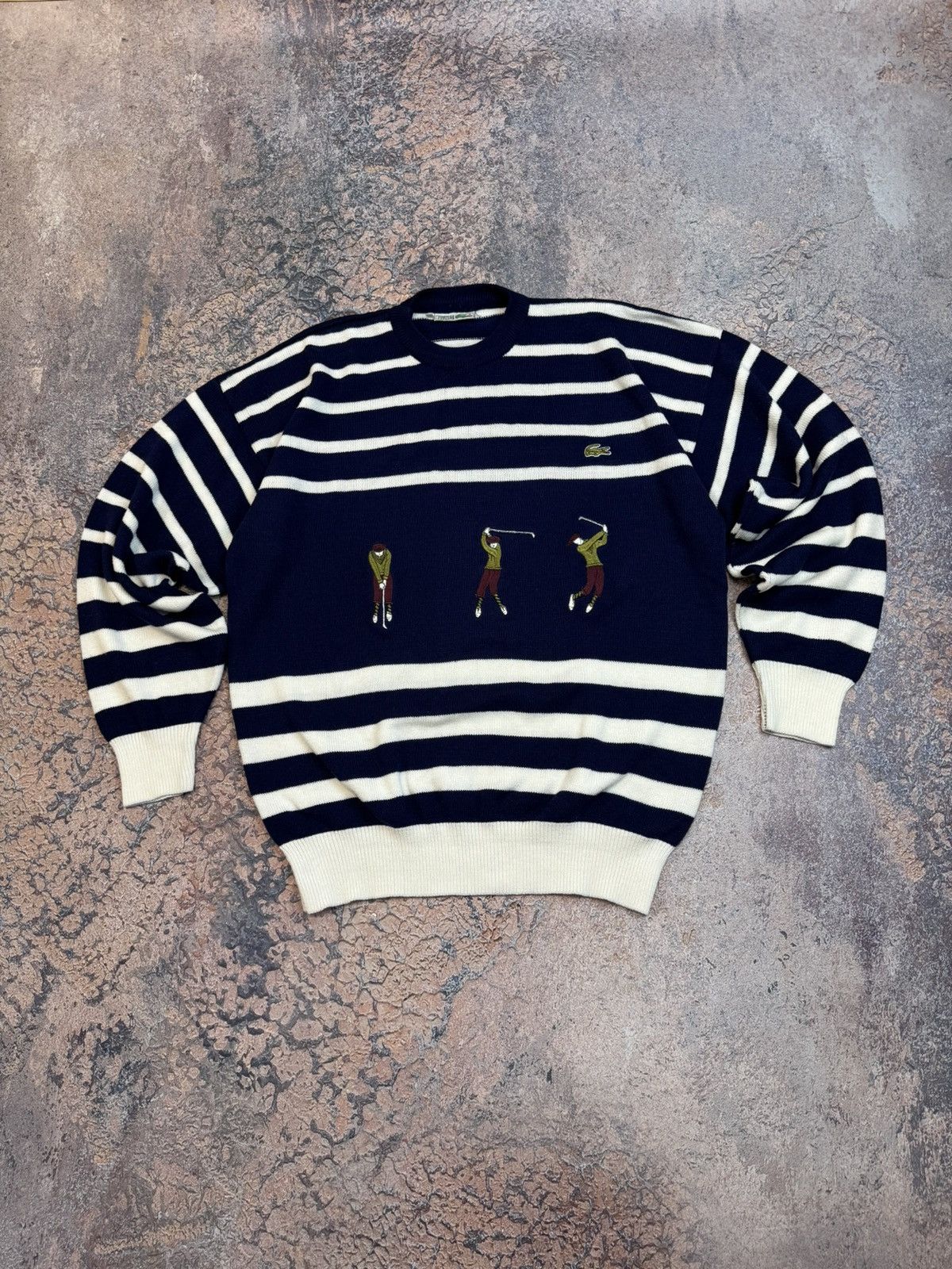 Lacoste embroired tennis sweater made France vintage