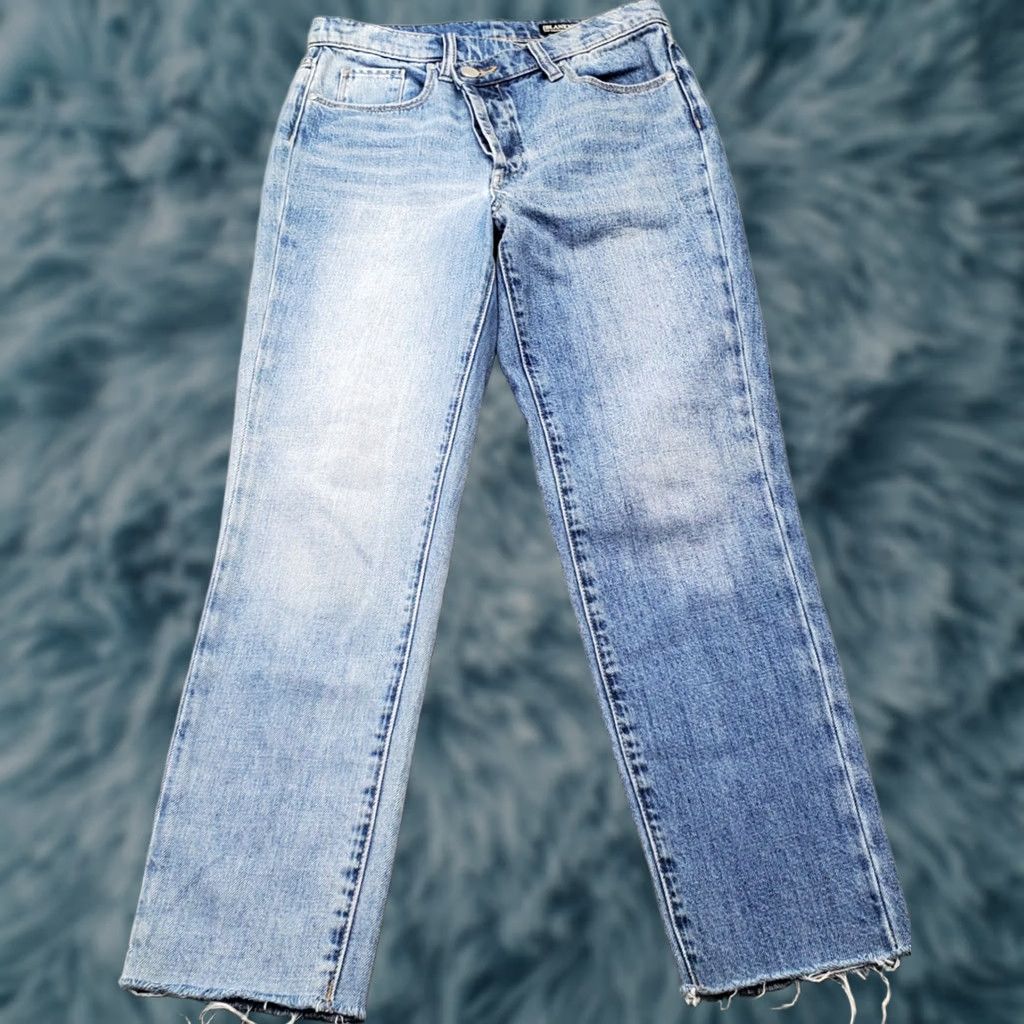 Vintage BLANKNYC The Madison Crop Jeans Womens 25 Blue Denim Raw Hem Whiskered High-Rise Jeans Size 42" / US 20 - 1 Thumbnail