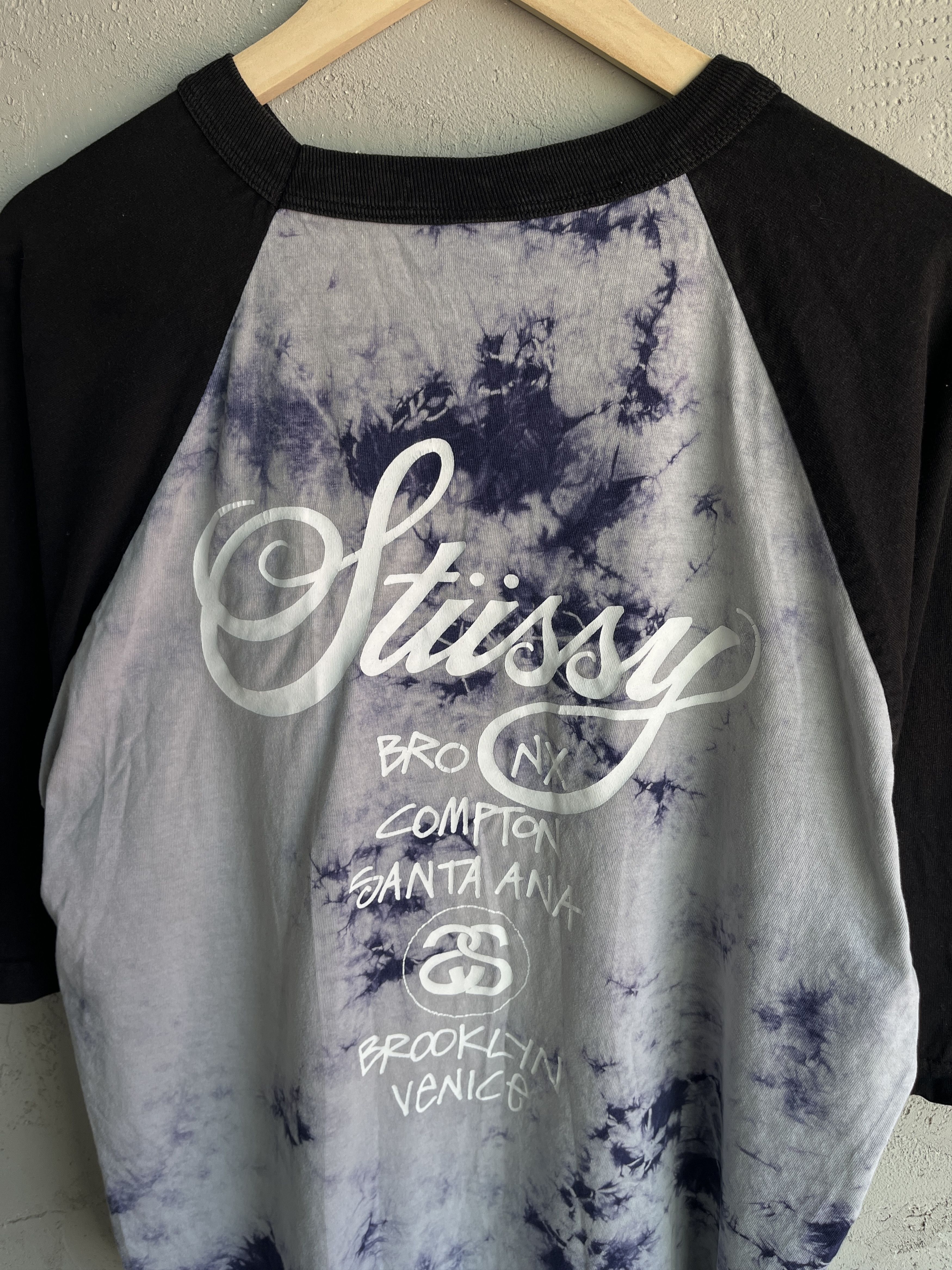 Stussy × Vintage Vintage Y2K 90s Stussy Tie Dye Raglan 3/4 Sleeve T Shirt Size US L / EU 52-54 / 3 - 4 Thumbnail