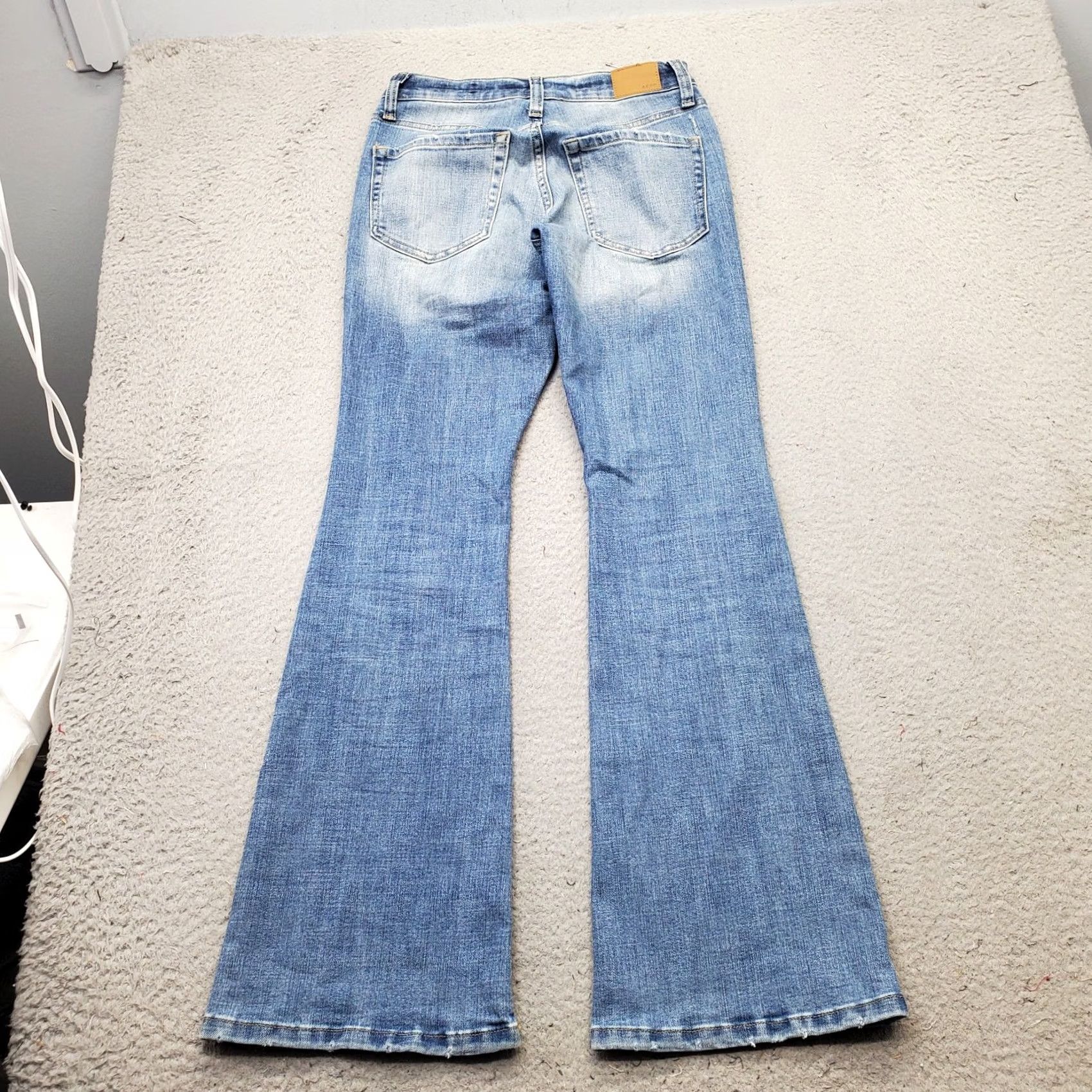Vintage Aéropostale Womens Jeans 0 Blue Denim Faded Medium Wash High Rise Flared Leg Size 25" / US 0 / IT 36 - 2 Thumbnail
