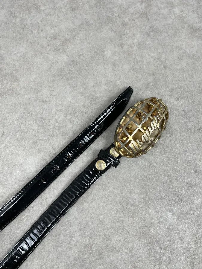 Dsquared2 Dsquared2 Black Leather Golden Globe Belt Size ONE SIZE - 3 Thumbnail