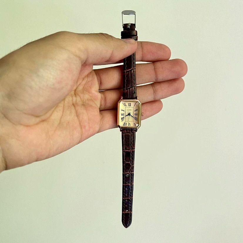 Jewelry 2000s vintage style rectangle brown leather luxury watch Size ONE SIZE - 7 Thumbnail