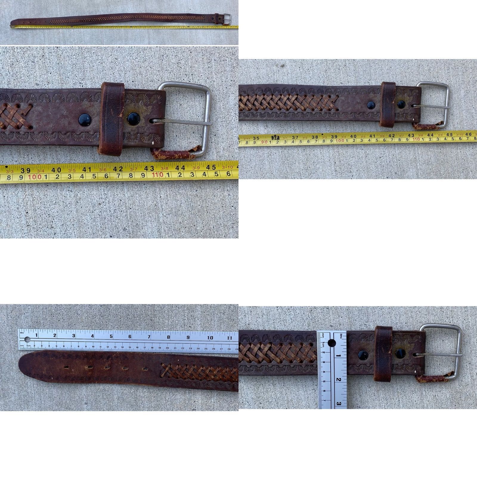 Vintage VINTAGE Hand-Tooled Leather Belt 60s 70s Size 40 Brown Unbranded Western Rockabilly Size ONE SIZE - 11 Thumbnail