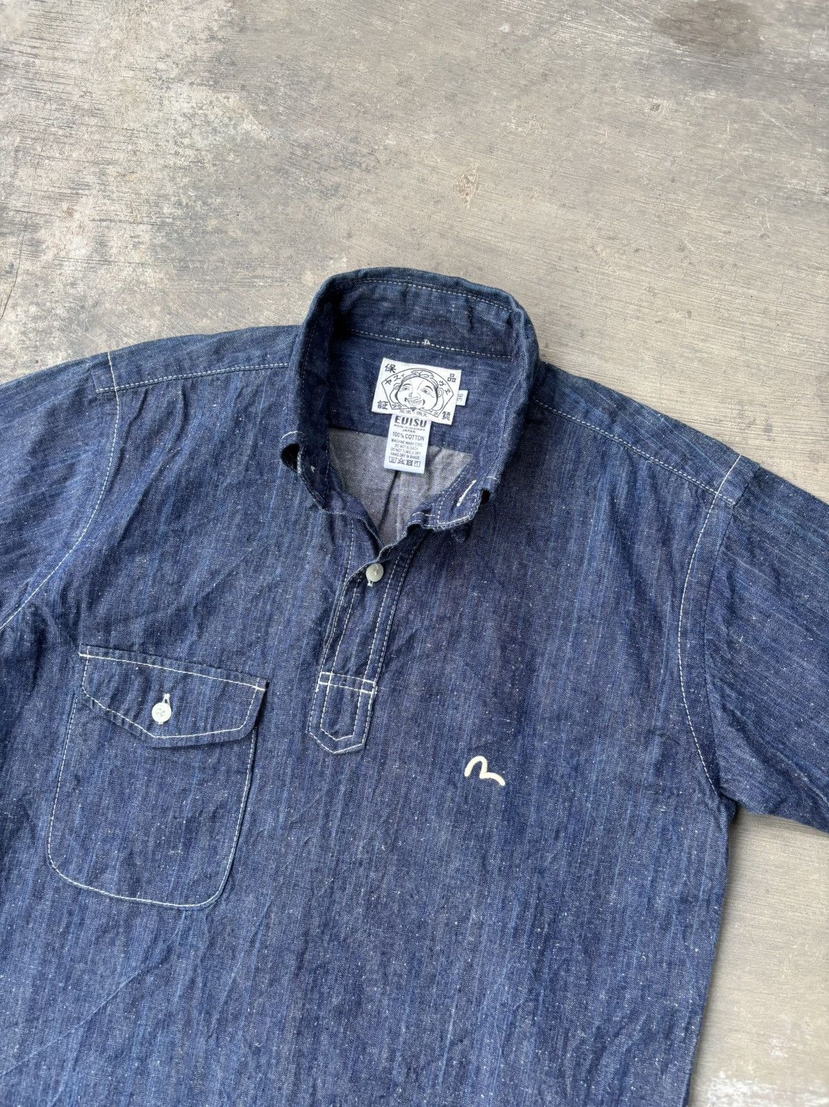 Evisu Vintage Evisu Clasic Chambray Indigo Small Logo Embroidered Size US M / EU 48-50 / 2 - 2 Thumbnail