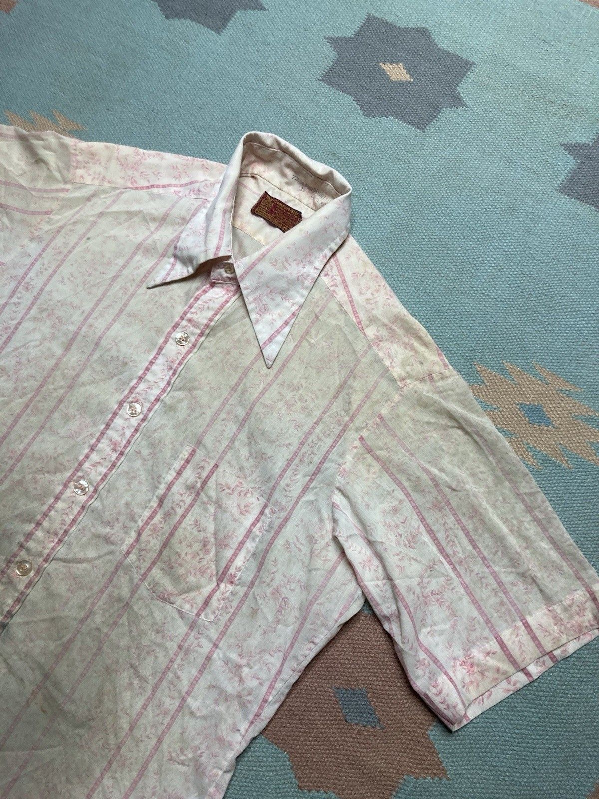 Sears × Vintage Vtg 70s button shirt kings road sears floral flowers thin XL Size US XL / EU 56 / 4 - 4 Thumbnail