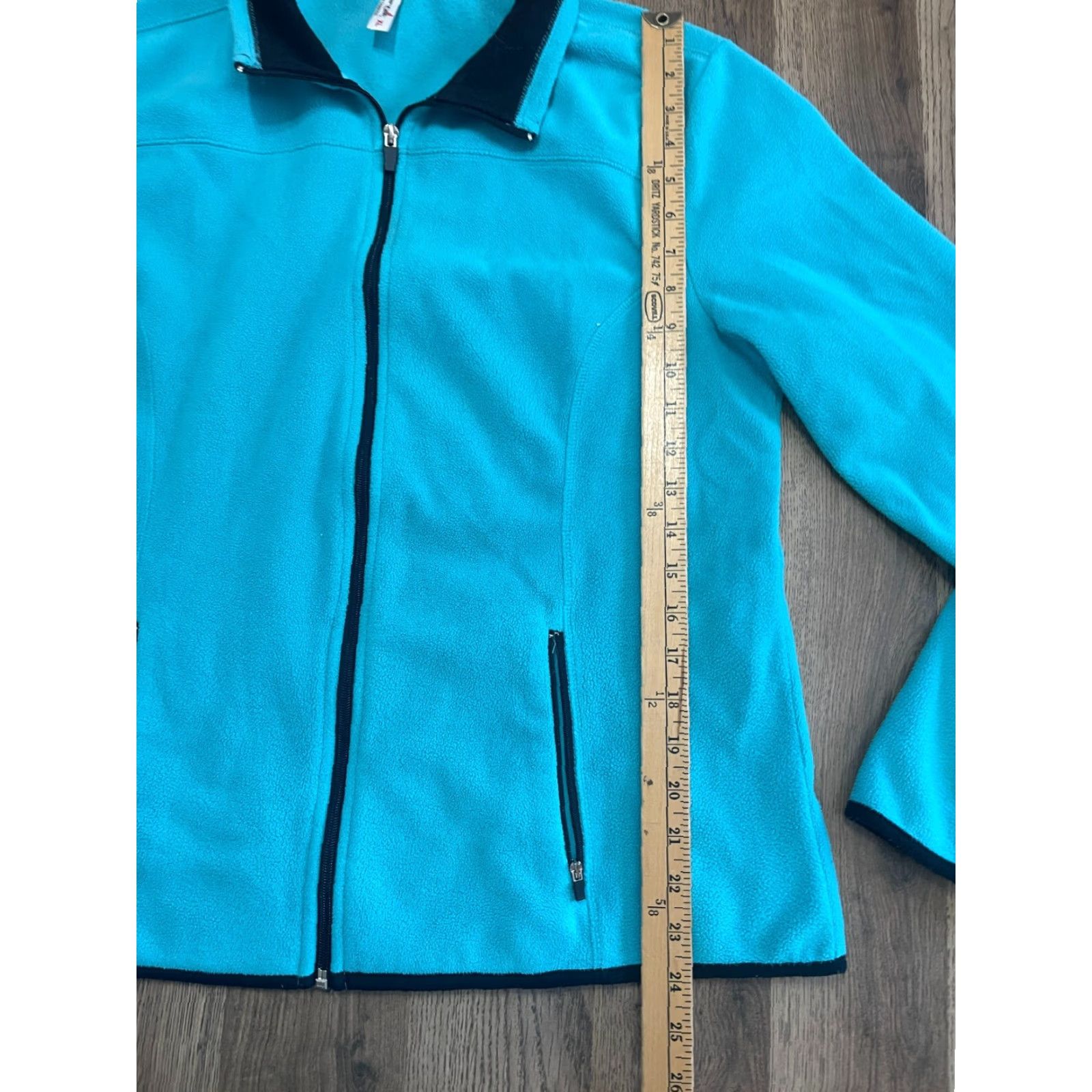 Vintage Exertek Sweater Women XL Blue Black Full Zip Cardigan Zip Pockets Comfort Casual Size XL / US 12-14 / IT 48-50 - 7 Thumbnail