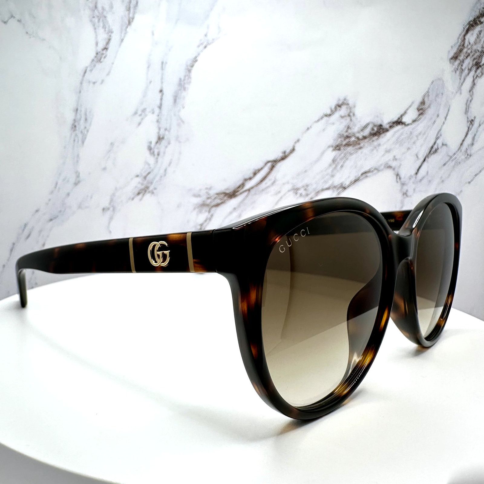 Gucci New GUCCI Sunglasses 56mm Brown Tortoise Round Gold Metal Size ONE SIZE - 12 Thumbnail