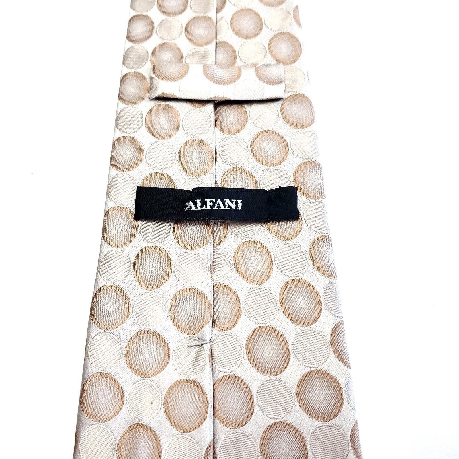 Alfani Alfani Beige Brown Silk Tie Woven Wide Geometric Size ONE SIZE - 4 Thumbnail