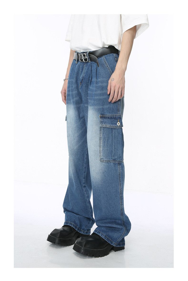 Japanese Brand American retro multi-pocket loose washed jeans for men Size US 32 / EU 48 - 3 Thumbnail