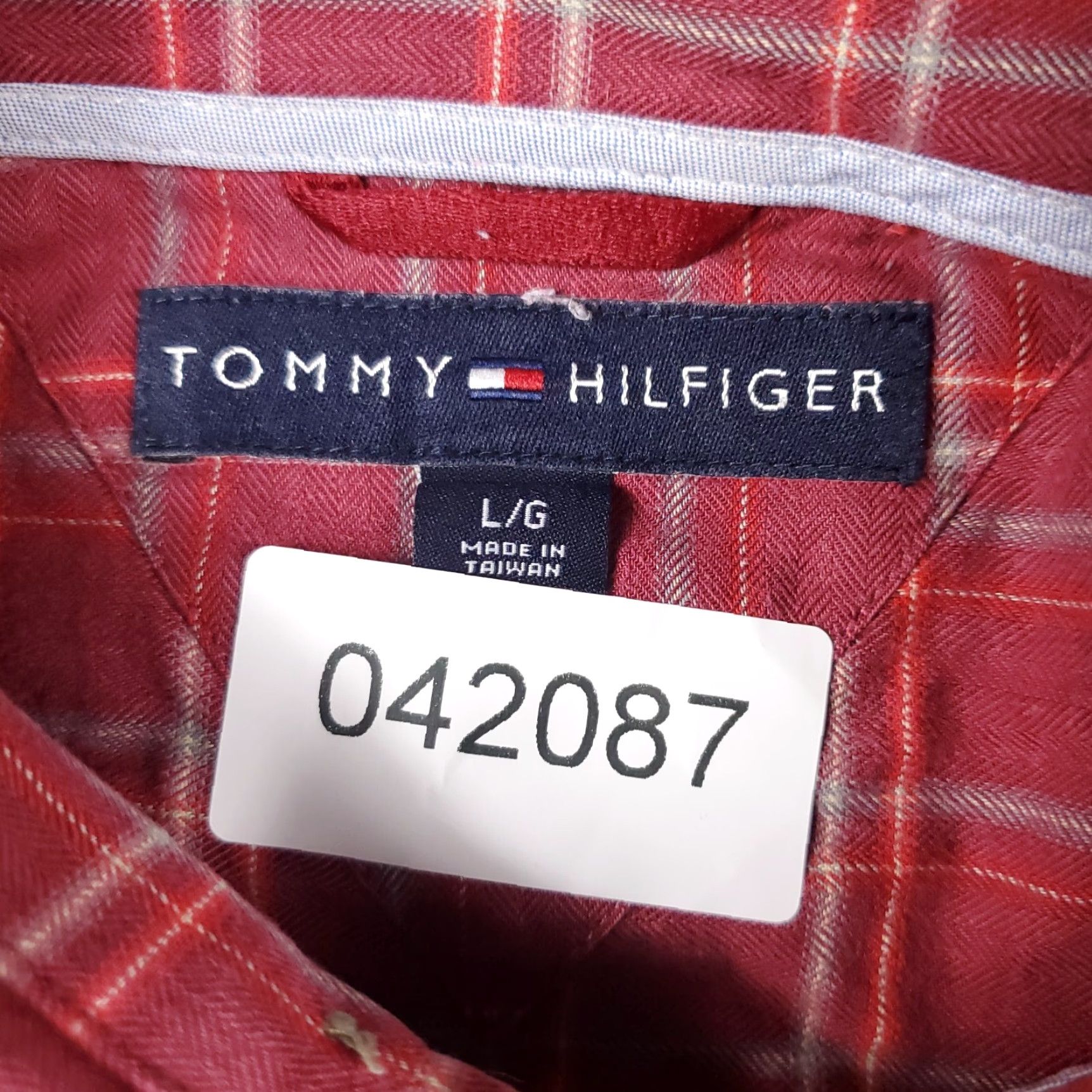 Tommy Hilfiger Tommy Hilfiger Shirt Mens Large Red Plaid Button-Up Long Sleeve Size US L / EU 52-54 / 3 - 8 Thumbnail