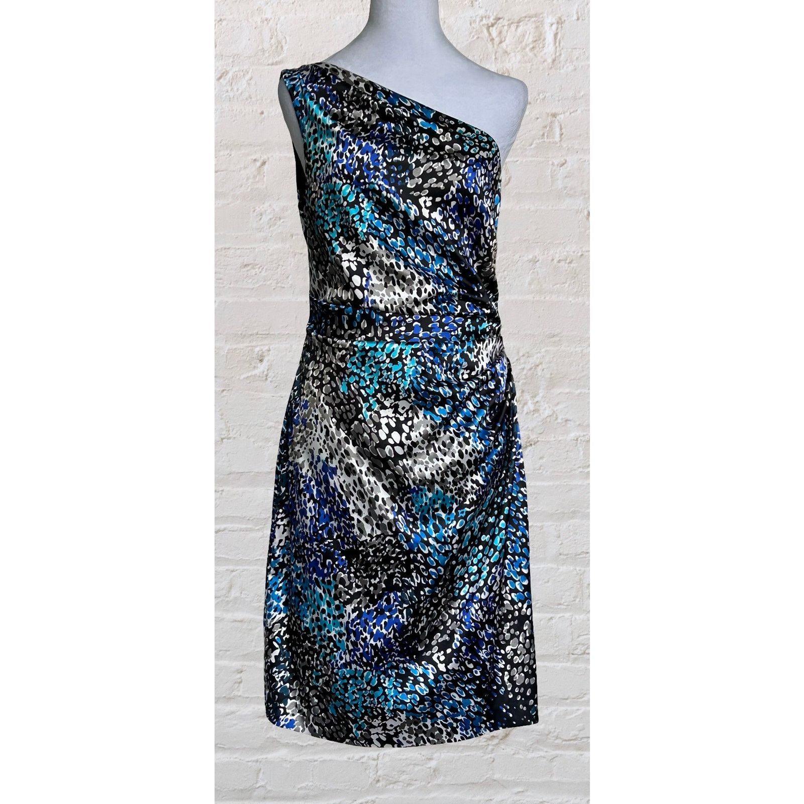 MAGGY LONDON Maggy London Print Ruched One Shoulder Cocktail Dress S 6 8 Size M / US 6-8 / IT 42-44 - 1 Thumbnail