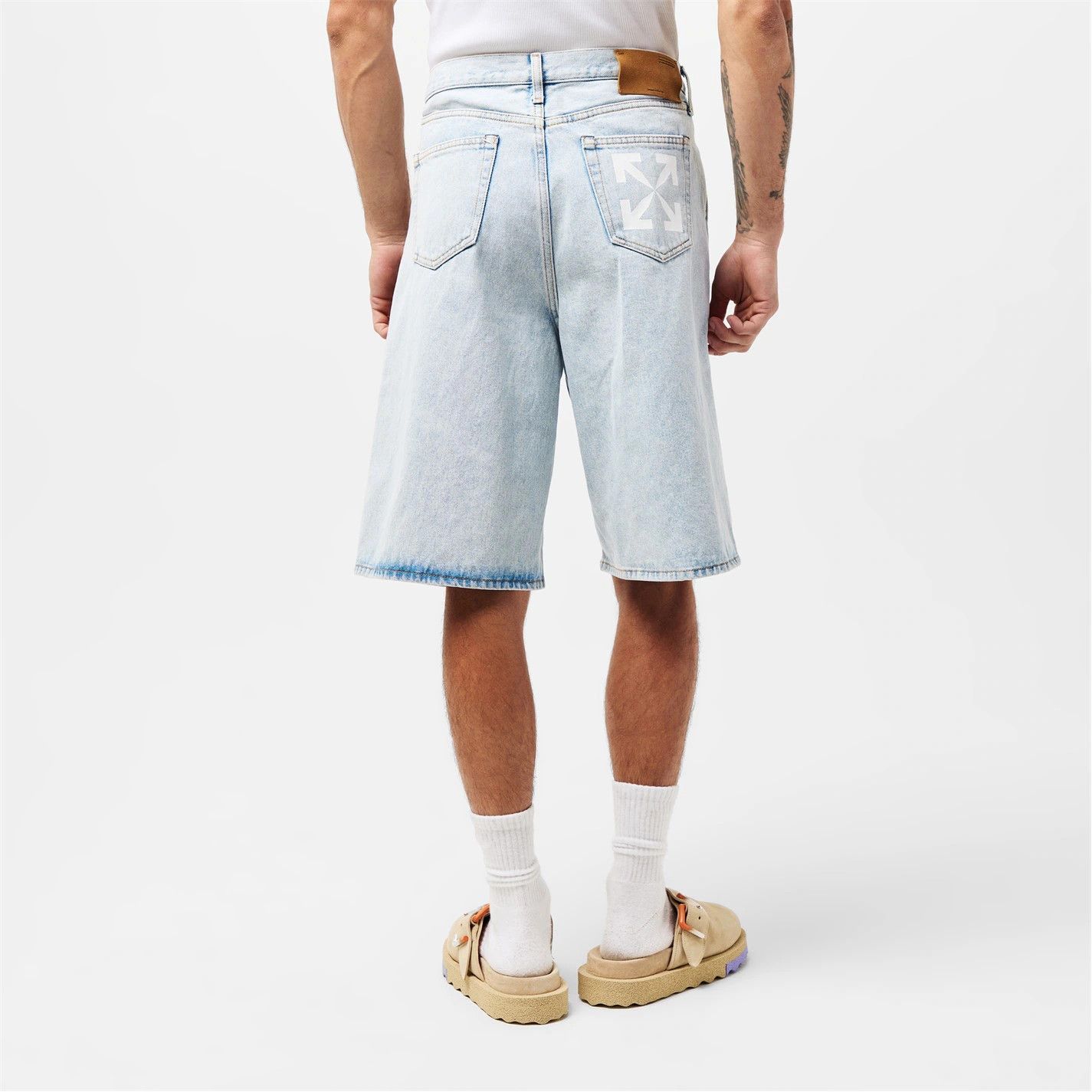 Off-White o1g2r1mq0326 Skate Arrow Logo Denim Shorts in Blue Size US 30 / EU 46 - 4 Thumbnail