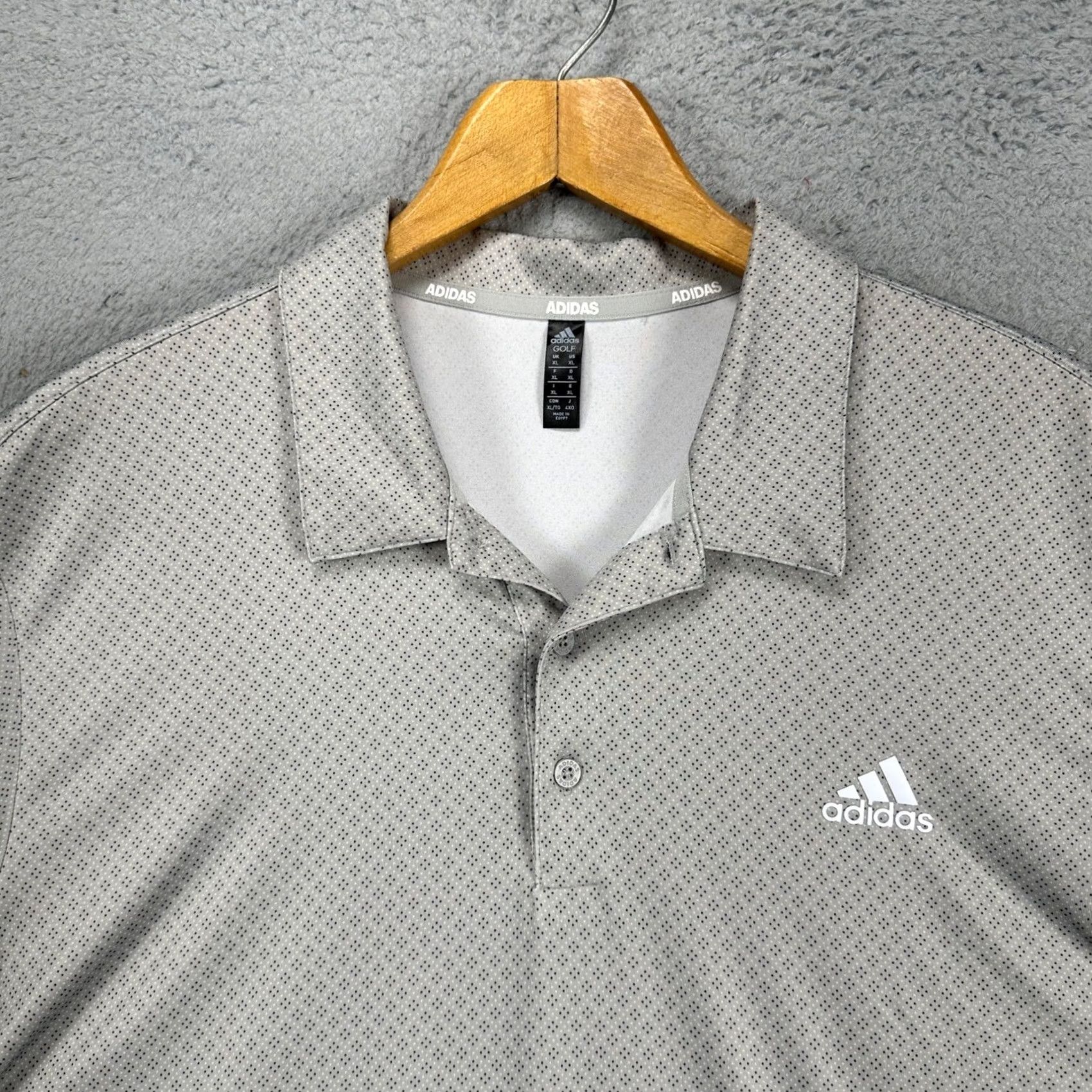 Adidas Adidas Mens Golf Polo Shirt XL Grey Geometric Athletic Stretch Logo Rugby Short Sleeve Collared Shirt Size US XL / EU 56 / 4 - 2 Thumbnail