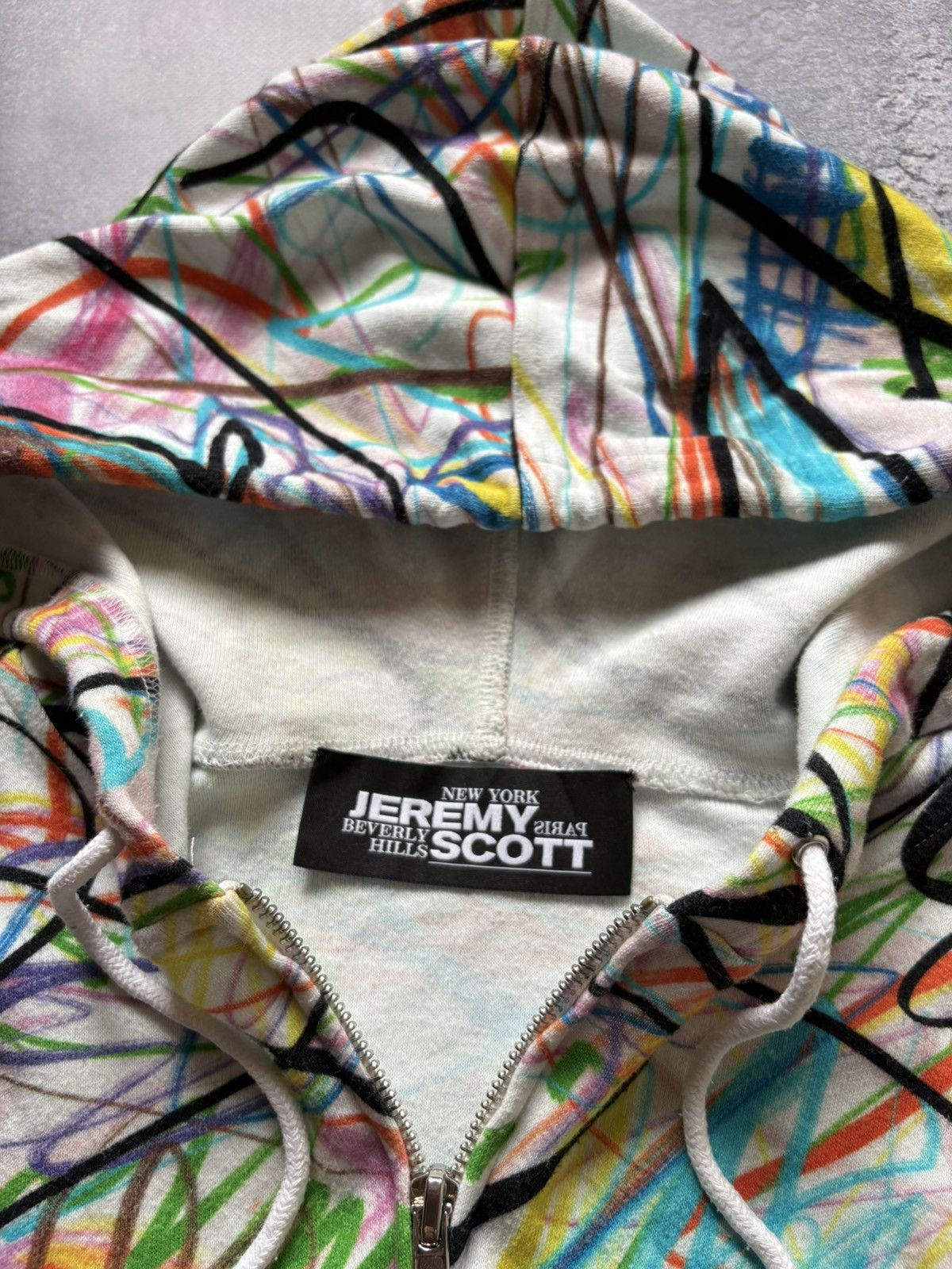 Jeremy Scott Jeremy Scott Y2K Graffiti Print Cropped Zip Up Hoodie Rare Size S / US 4 / IT 40 - 8 Thumbnail