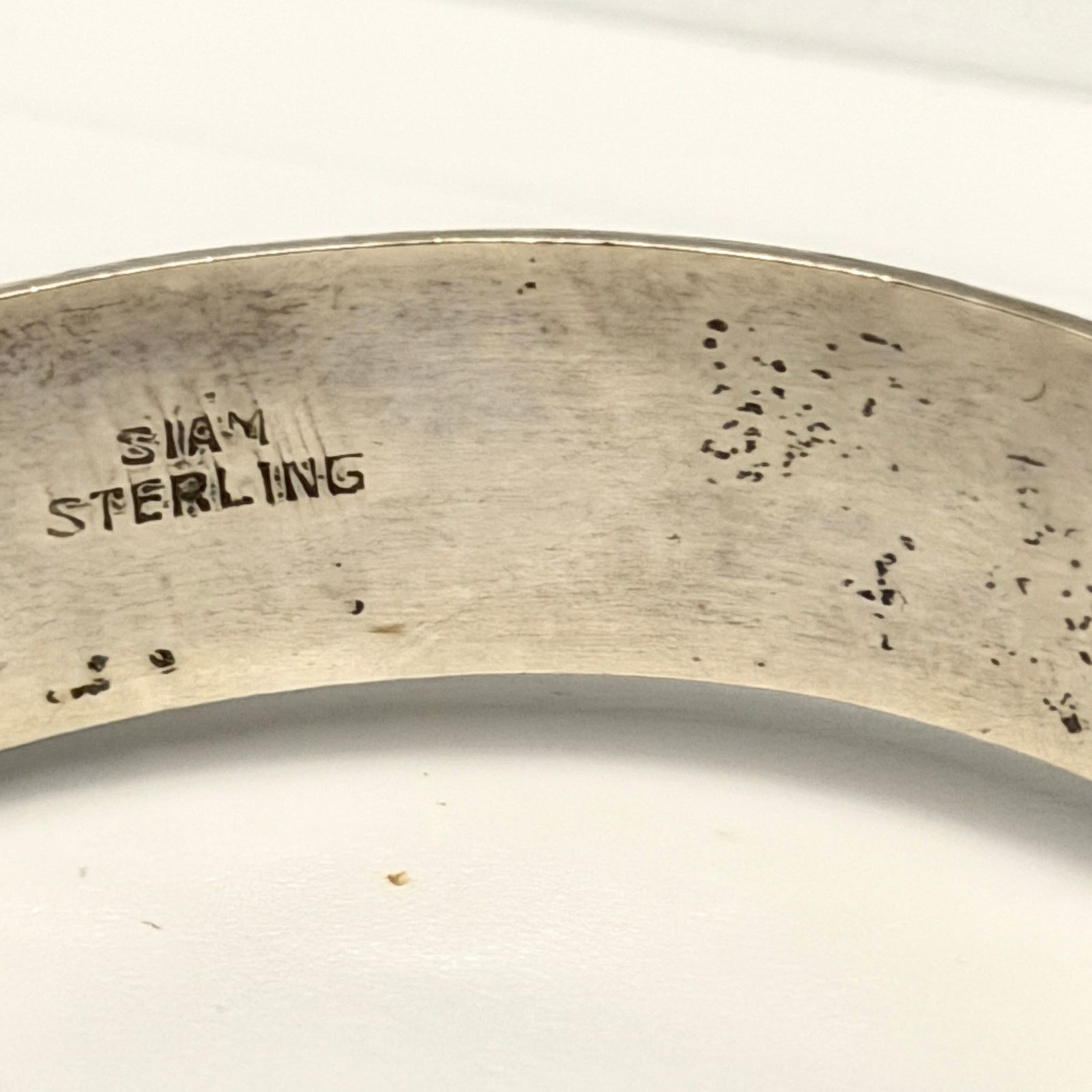 Vintage Vintage 50s Siam Sterling Silver Blue Niello Hinged Bangle Size ONE SIZE - 5 Thumbnail