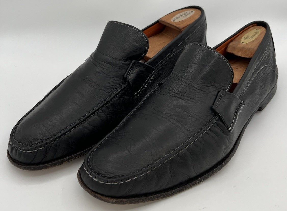 Santoni SANTONI Mens Penny Loafers Black Napa Leather Size 13E Italy Size US 13 / EU 46 - 1 Thumbnail