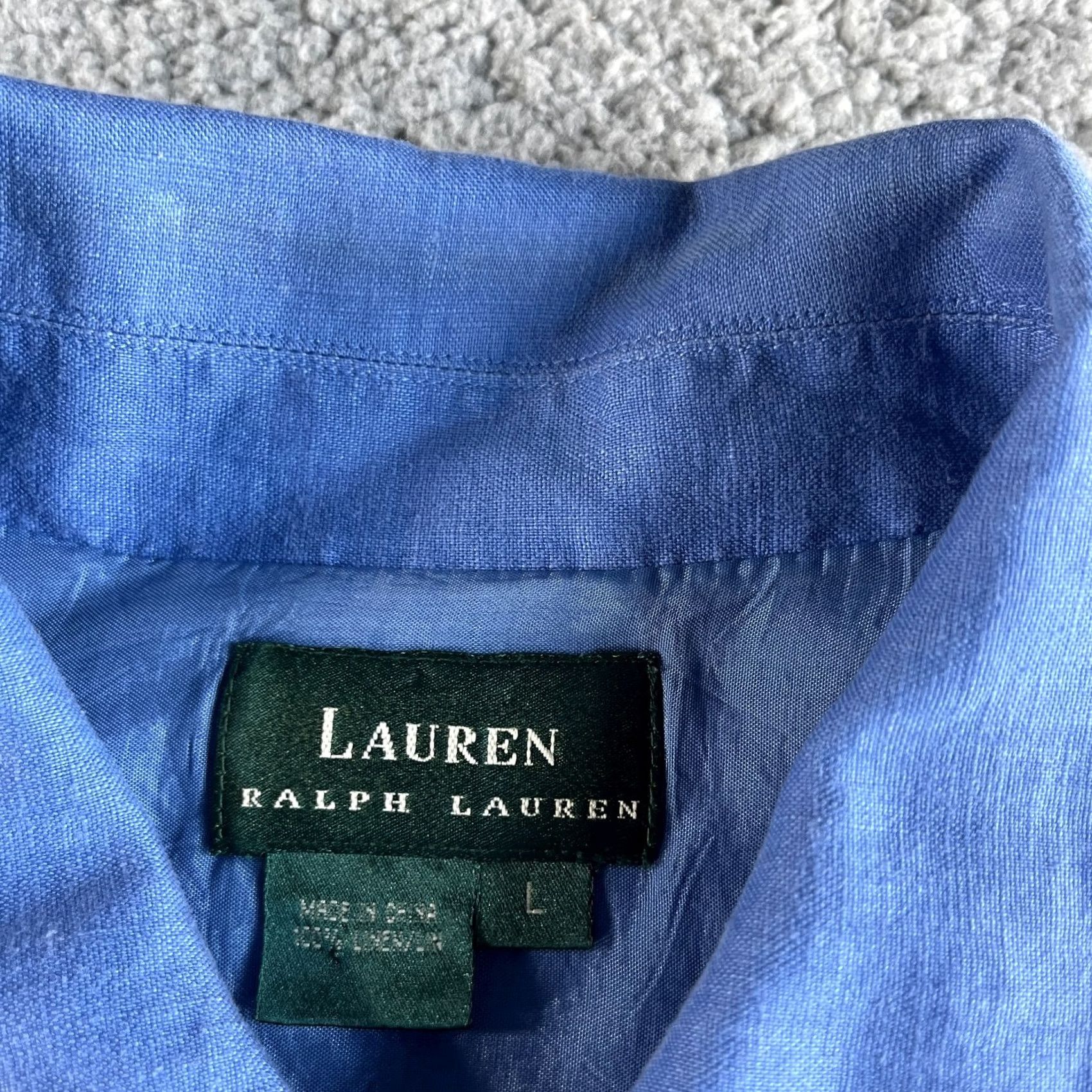 Ralph Lauren Lauren Ralph Lauren Shirt Womens L Blue Jacket Large Linen Shacket Casual Comfort Size L / US 10 / IT 46 - 3 Thumbnail