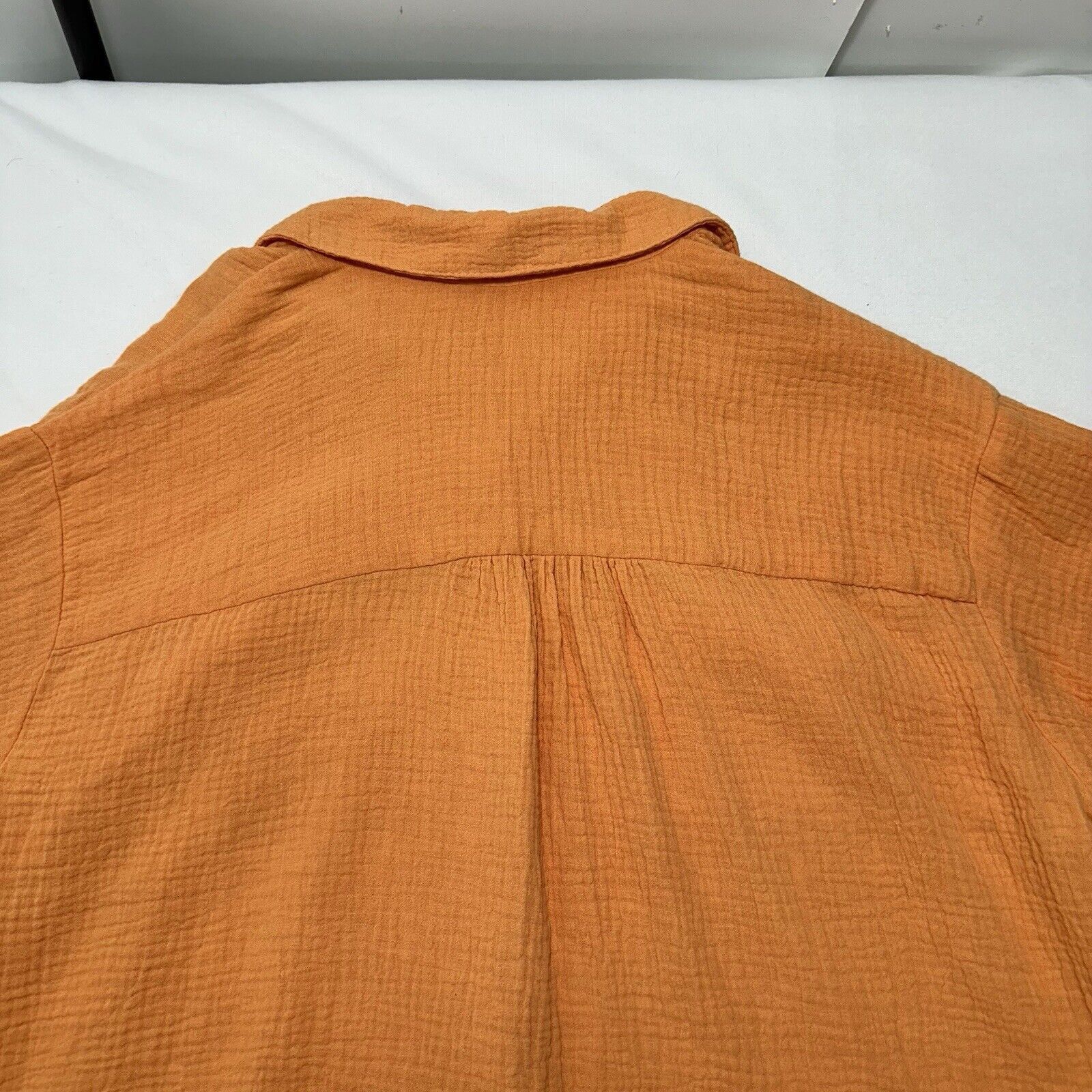 Other Cato Large Orange Button Front Blouse Raw Hem Gauze Top Size L / US 10 / IT 46 - 11 Thumbnail