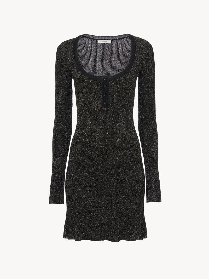 Chloe o1loc1c11125 Mini Dress in Black Gold Size L / US 10 / IT 46 - 1 Thumbnail