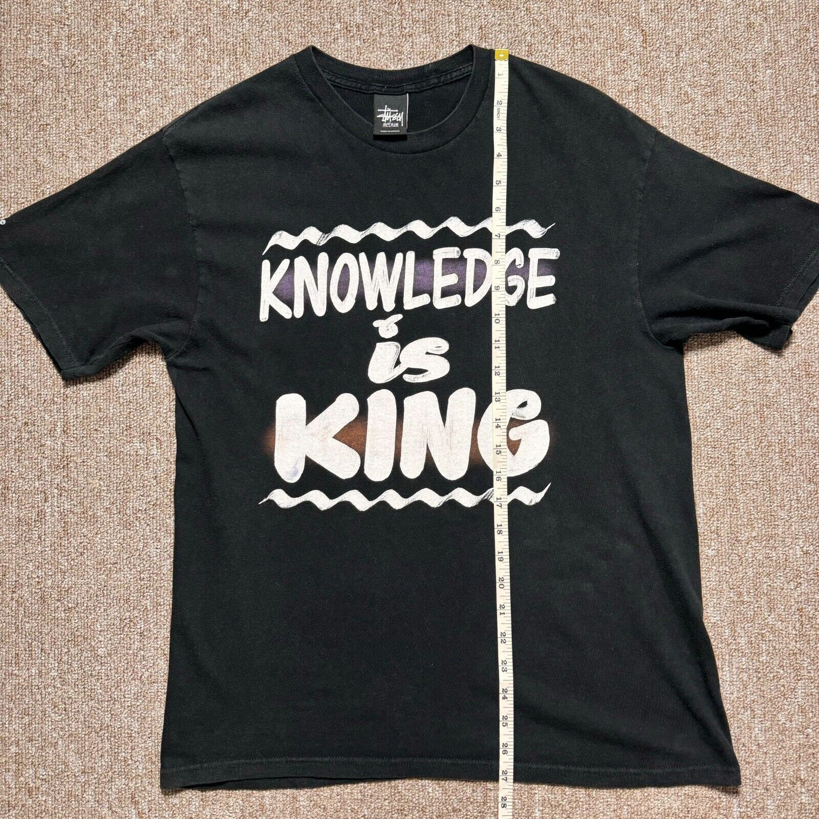 Stussy Vintage Stussy Knowledge is King Black T-Shirt Mens Medium