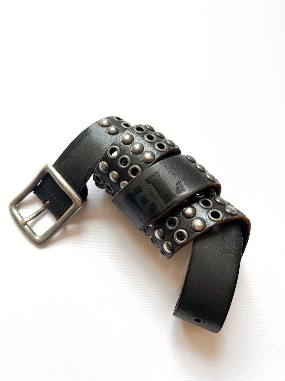 小物 rare y2k 00s archive DIESEL Leather Belt Diesel Men 00S Studded Belt Croc Skull Grunge Y2K Classic