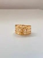 Jewelry Gold Color Face Three Stack Finger Ring Size ONE SIZE - 4 Thumbnail