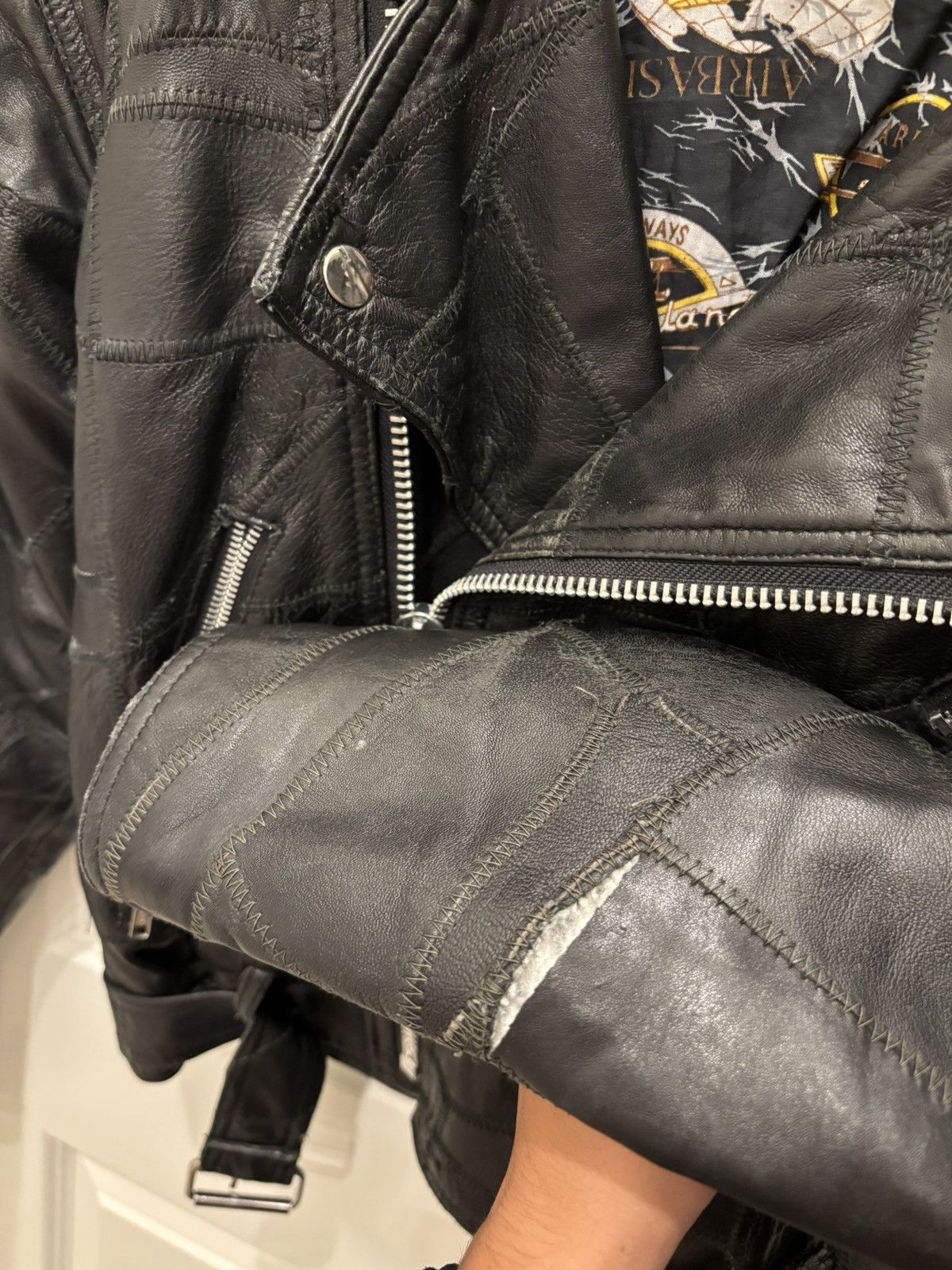 Vintage Black Leather Stitch Jacket Size US M / EU 48-50 / 2 - 5 Thumbnail