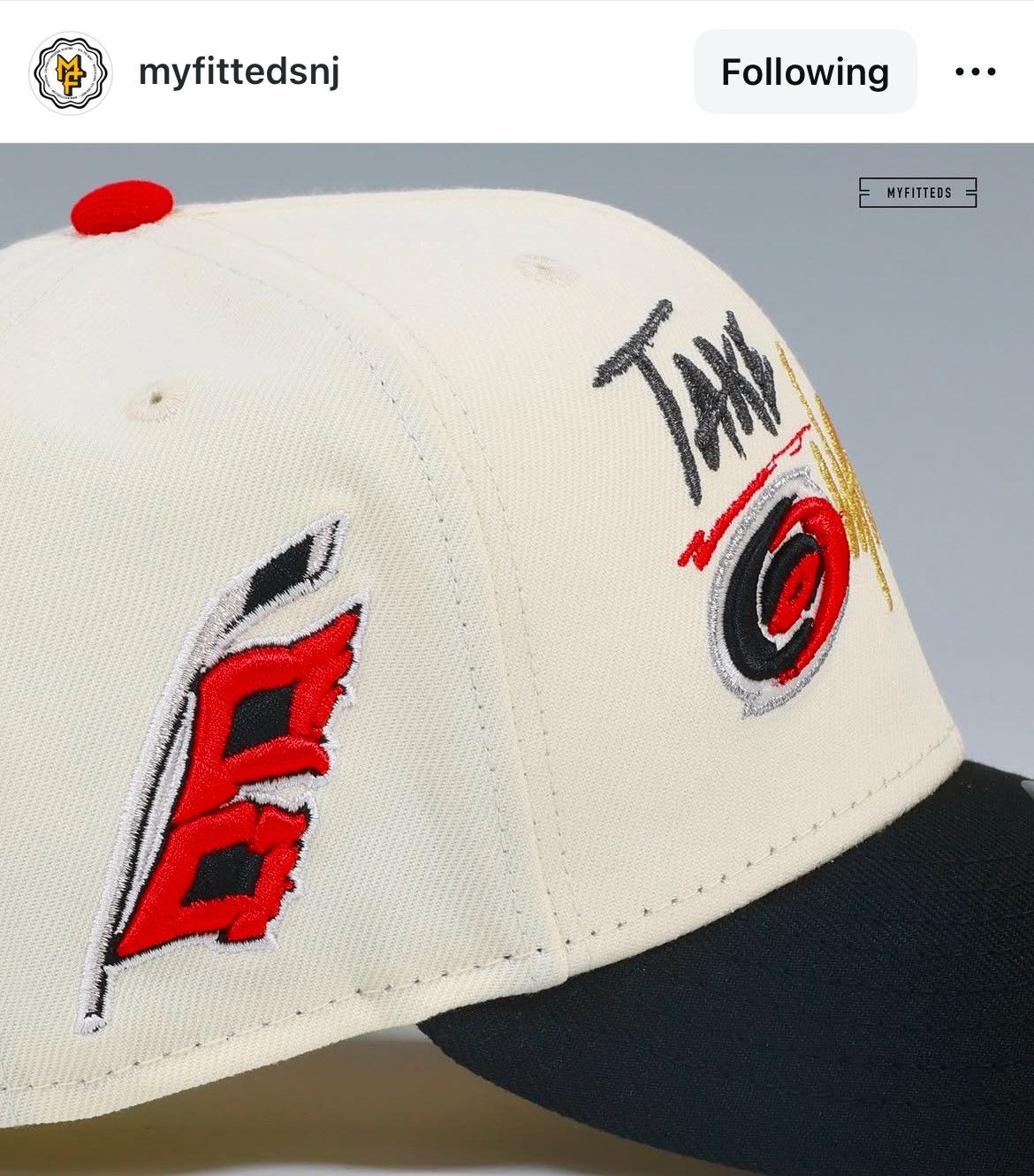 MyFitteds 7 3/8 CAROLiNA HURRiCANES TAKE WARNiNG RADiANT RED 5950 CAP Size ONE SIZE - 3 Thumbnail