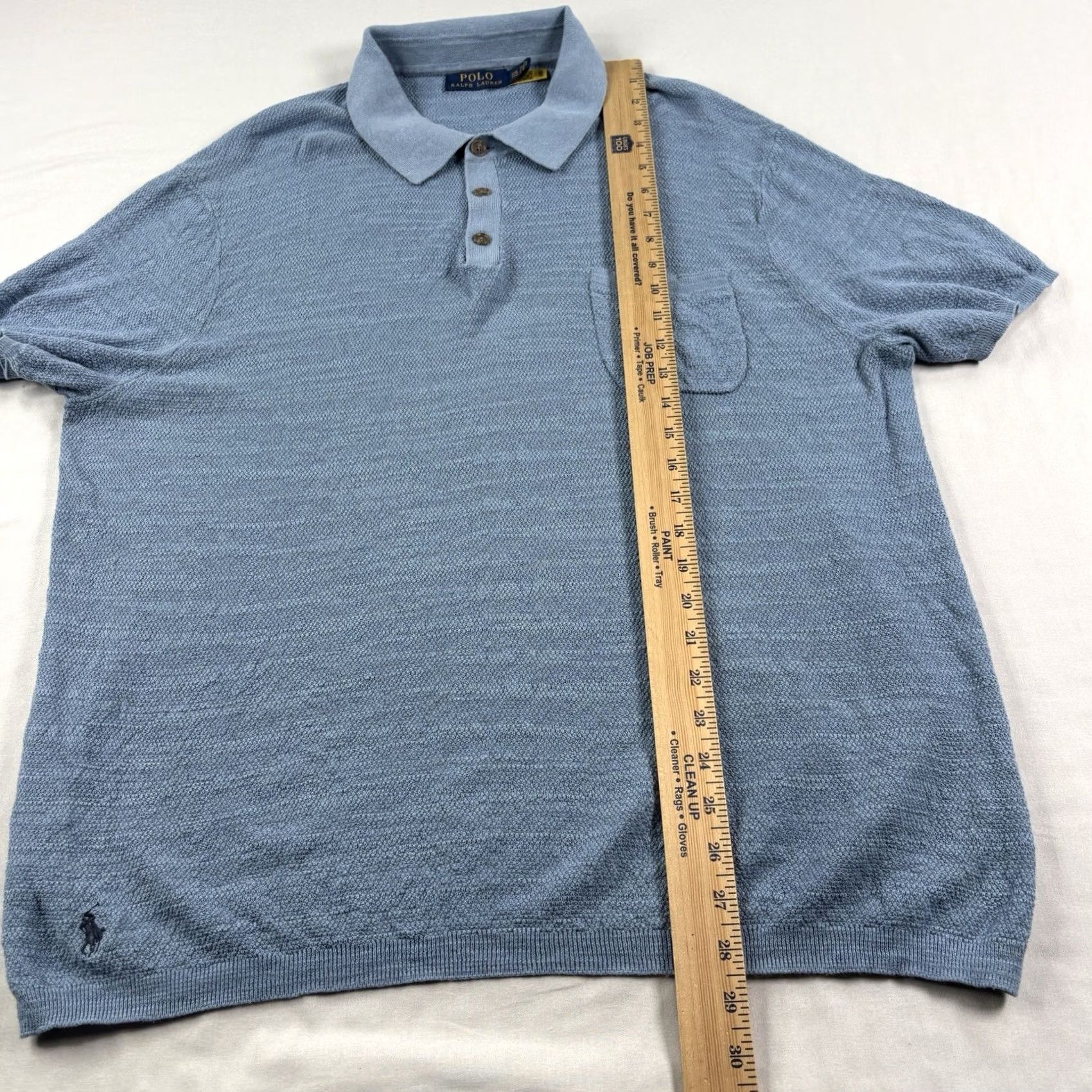 Polo Ralph Lauren Polo Ralph Lauren Sweater Men’s 2XL Blue Linen Cotton Blend Polo Collar Stretch Short Sleeve Pullover Size US XXL / EU 58 / 5 - 7 Thumbnail