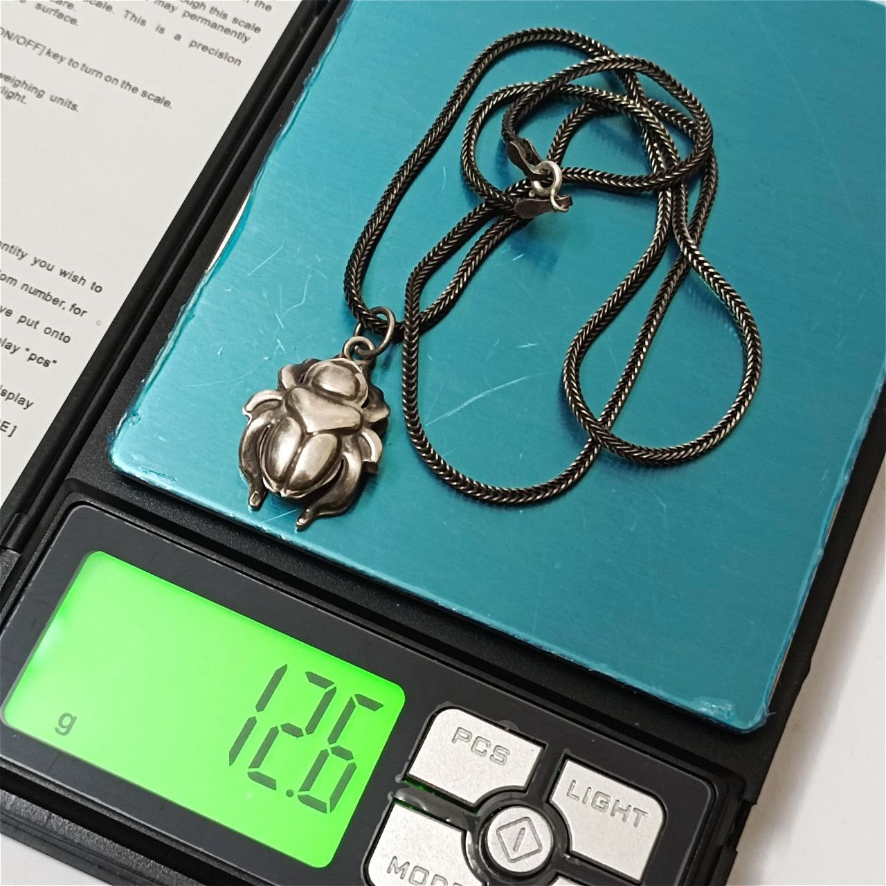 Vintage 925 silver scarab beetle pendant, Egyptian vintage jewelry Size ONE SIZE - 2 Thumbnail