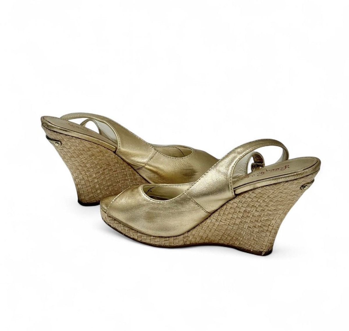 Lilly Pulitzer Lilly Pulitzer Metallic Gold Slingback Wedges | Size: 7 Size US 7 / IT 37 - 3 Thumbnail