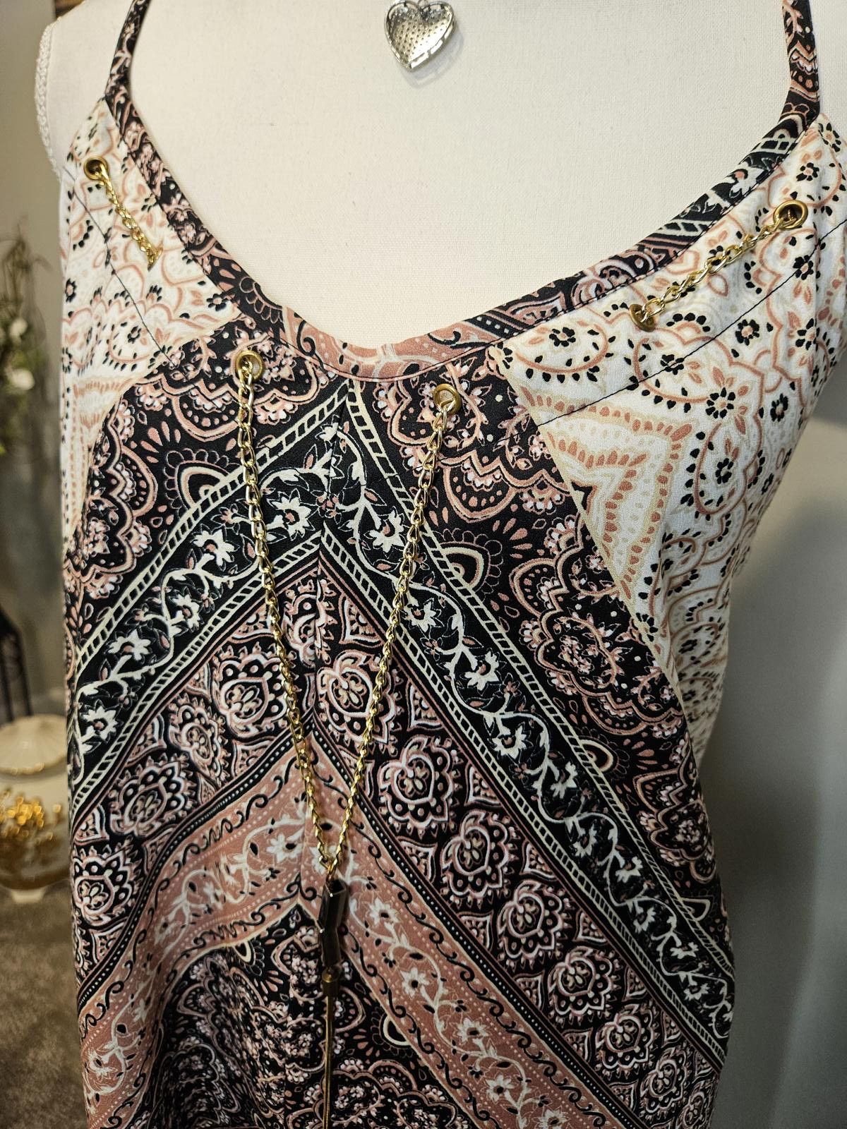 Designer Speed Control Bohemian Midi Dress with Chain #208 Size XXL / US 16-18 / IT 52-54 - 4 Thumbnail