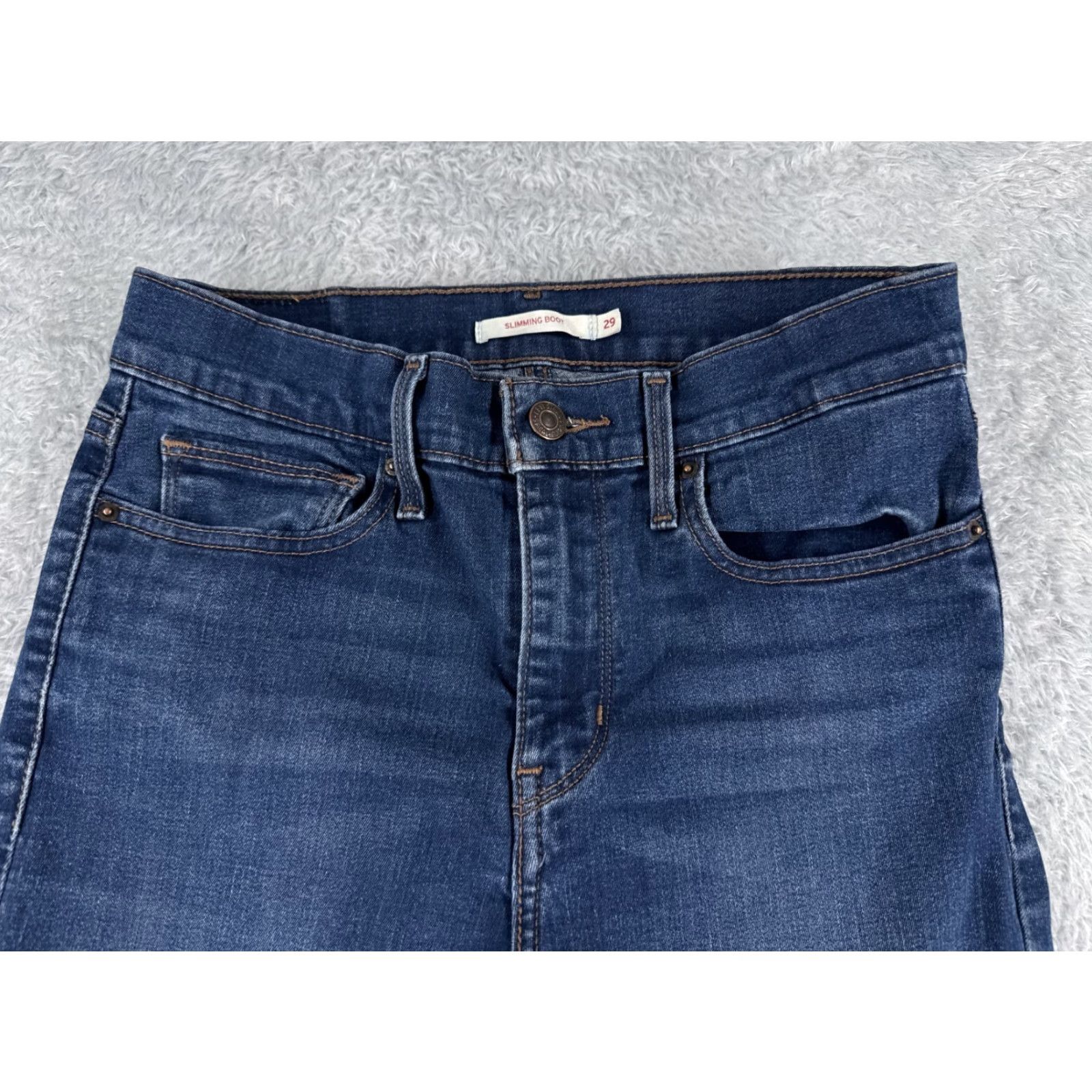 Levi's Levi's Jeans Adult 29 Blue Denim Slimming Flared Mid Rise Cotton 25x31 5-Pocket Size 29" - 4 Thumbnail
