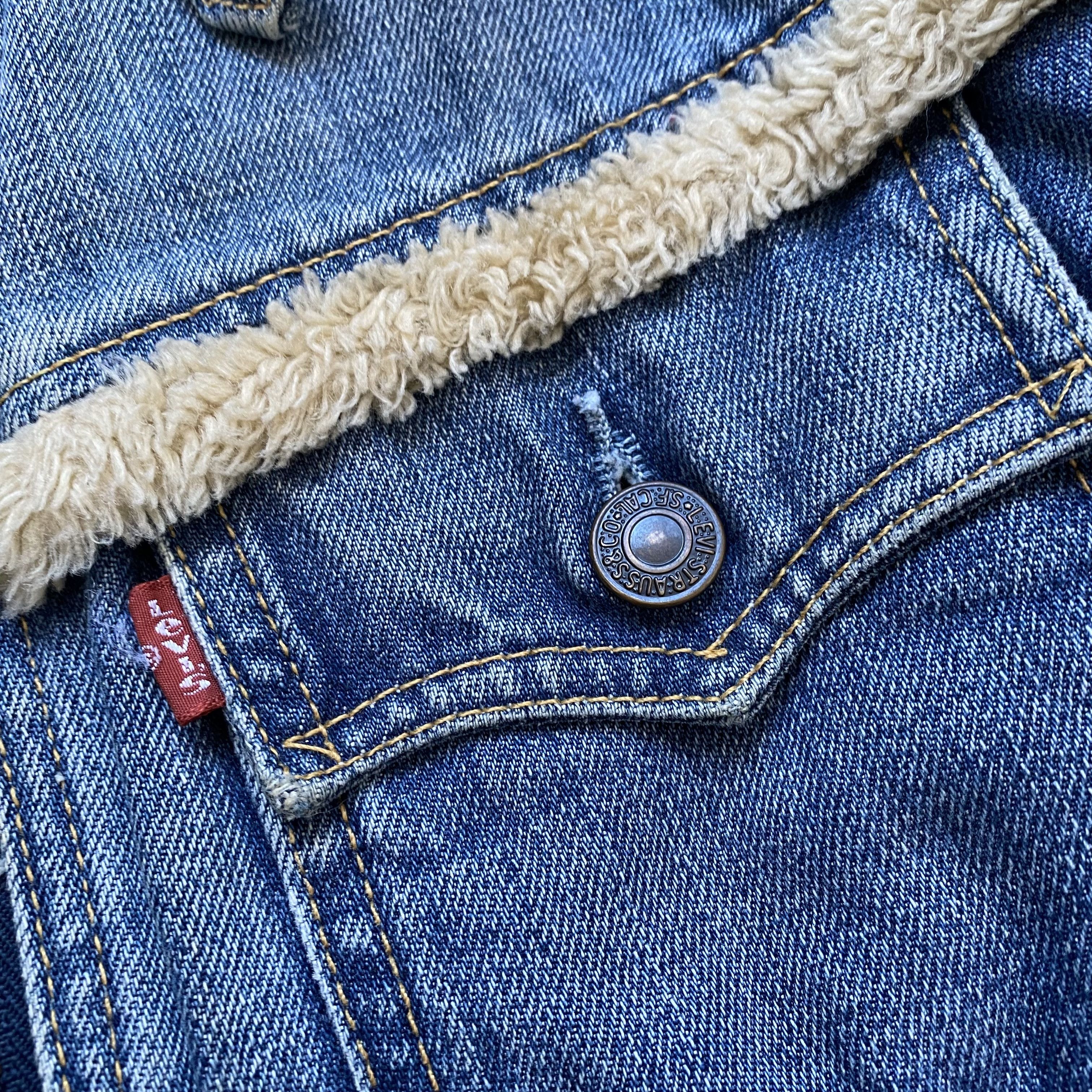 If Six Was Nine Vintage Y2K LEVIS Denim Faux Fur Jacket Sherpa kapital Size S / US 4 / IT 40 - 6 Thumbnail