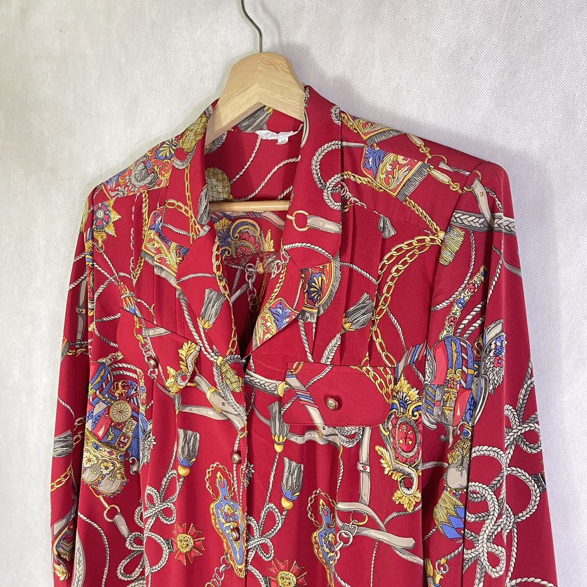 Designer × Japanese Brand × Vintage Vintage Japanese Baroque Novelty Chain Silk Shirt Size L / US 10 / IT 46 - 12 Thumbnail