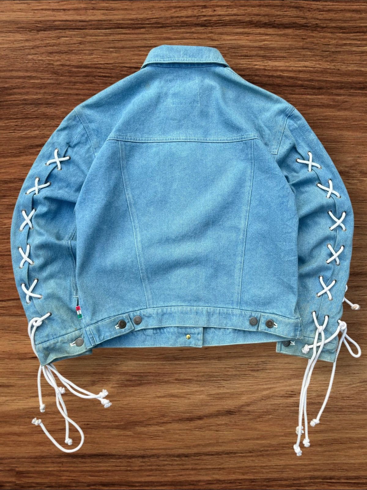 Moschino Moschino Lace Up Sleeves Punk Style Blue Washed Denim Jacket Size M / US 6-8 / IT 42-44 - 2 Thumbnail