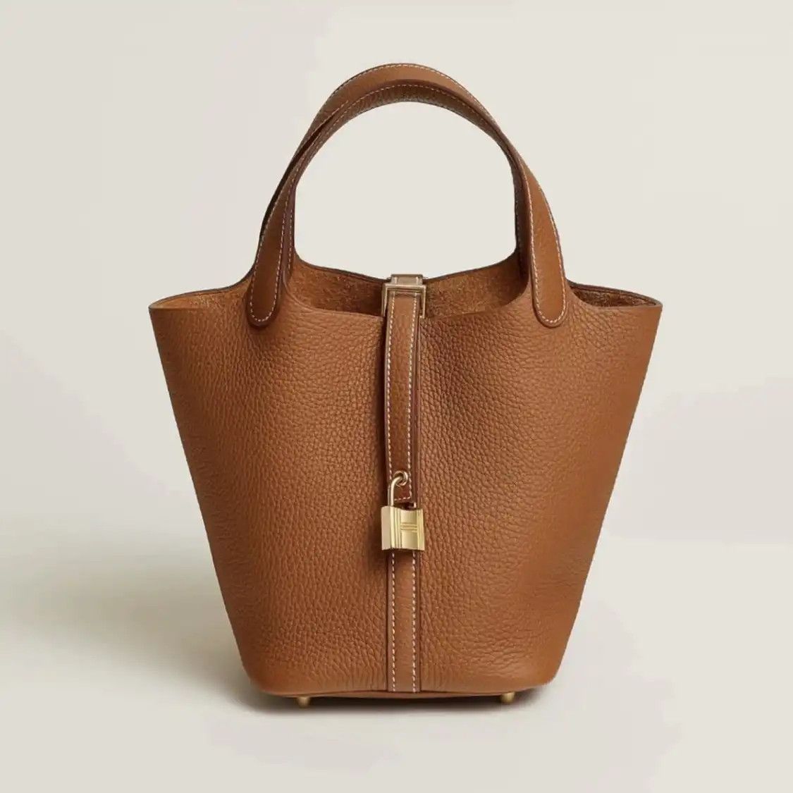 Hermes Hermes Picotin Lock 18 Gold Brown Barenia saddle leather picotin handbag gold ha Size ONE SIZE - 1 Thumbnail