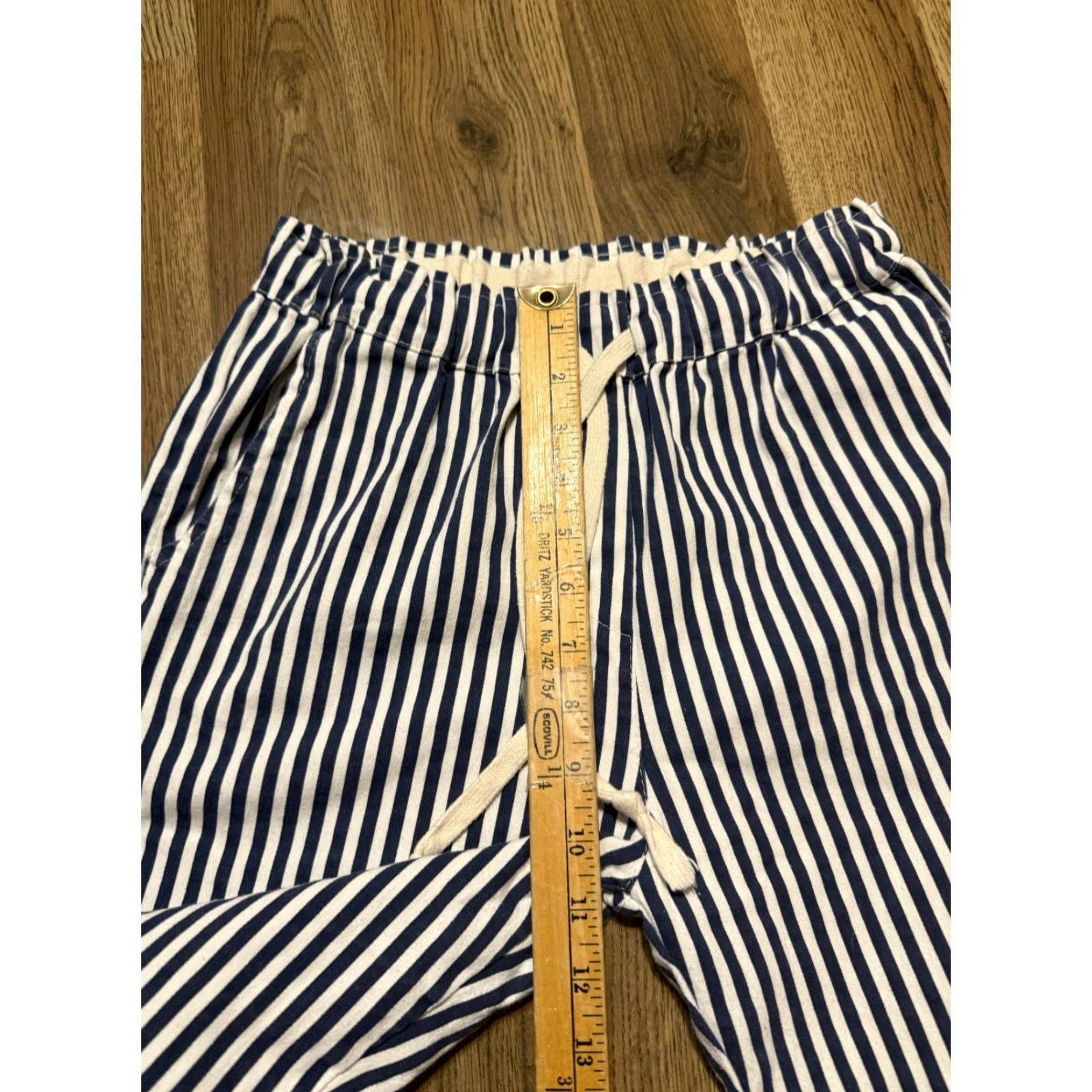 J Brand Brand Bazar Pants Women's Size 26? White Blue Striped Pull On Tie Waist Size 26" / US 2 / IT 38 - 6 Thumbnail