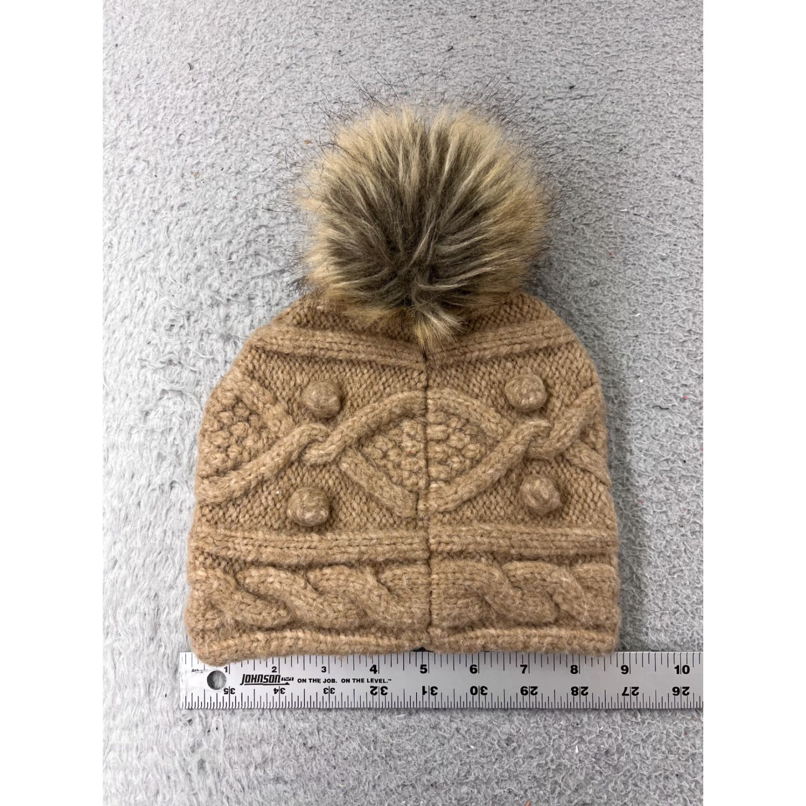 Express Express Beanie Toque Womens One Size Brown Beige Knit Poly Wool Blend Ski Pom Beanie Women Size ONE SIZE - 4 Thumbnail