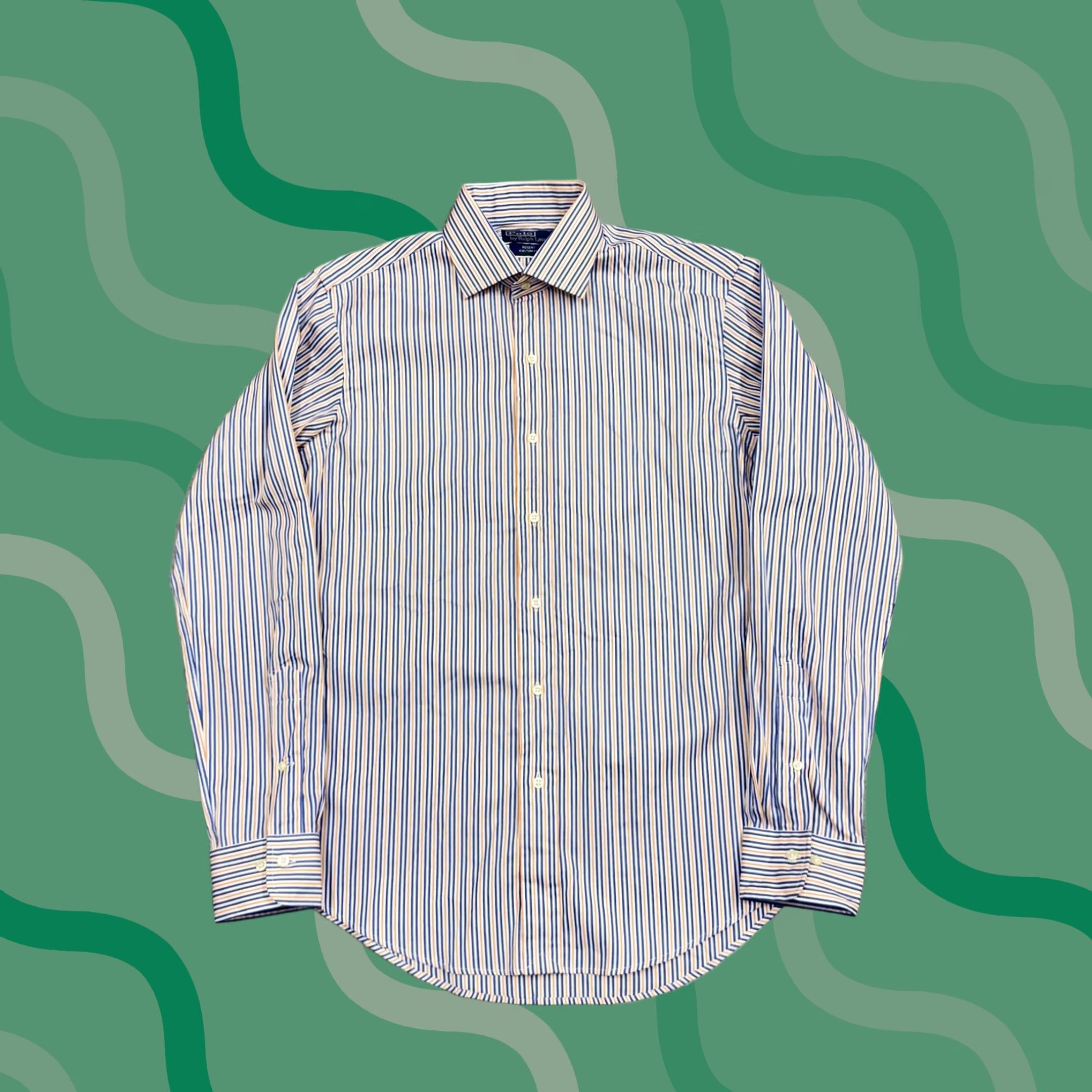 Polo Ralph Lauren Polo Ralph Lauren Shirt Mens 15.5 35 White Blue Orange Stripe Regent Custom Fit Shirt Size US L / EU 52-54 / 3 - 1 Thumbnail