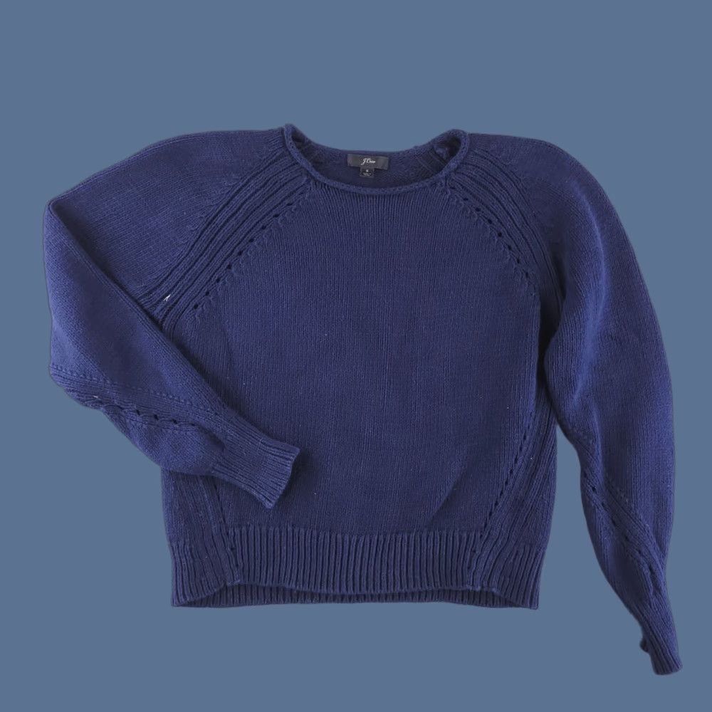 J.Crew J.CREW Sweater Womens S Pullover Knit Chunky-Knit Long Sleeve Blue Solid Size S / US 4 / IT 40 - 1 Thumbnail