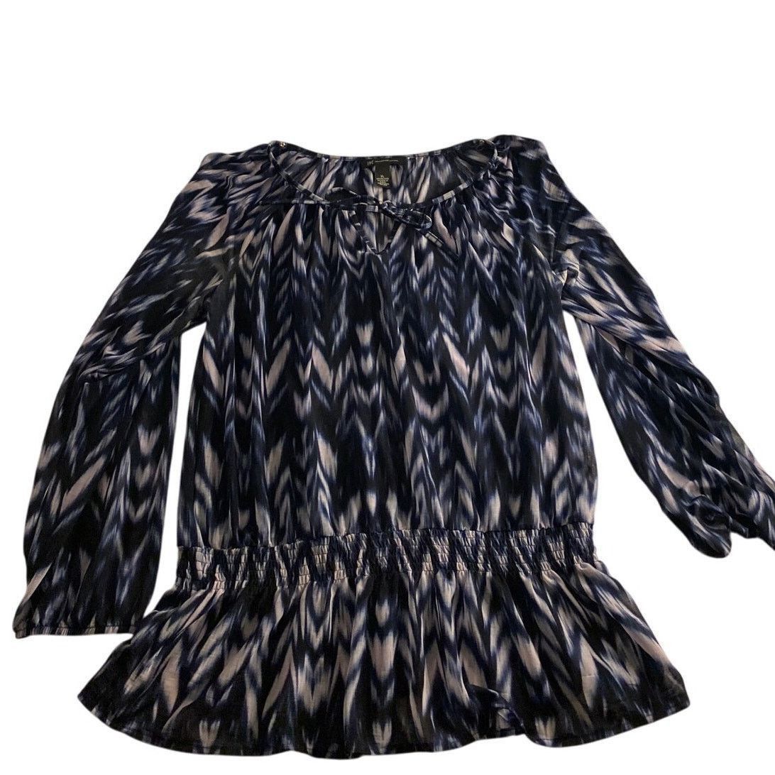 Other Boho Chic Navy Ikat Peplum Blouse INC XL Size XL / US 12-14 / IT 48-50 - 2 Thumbnail