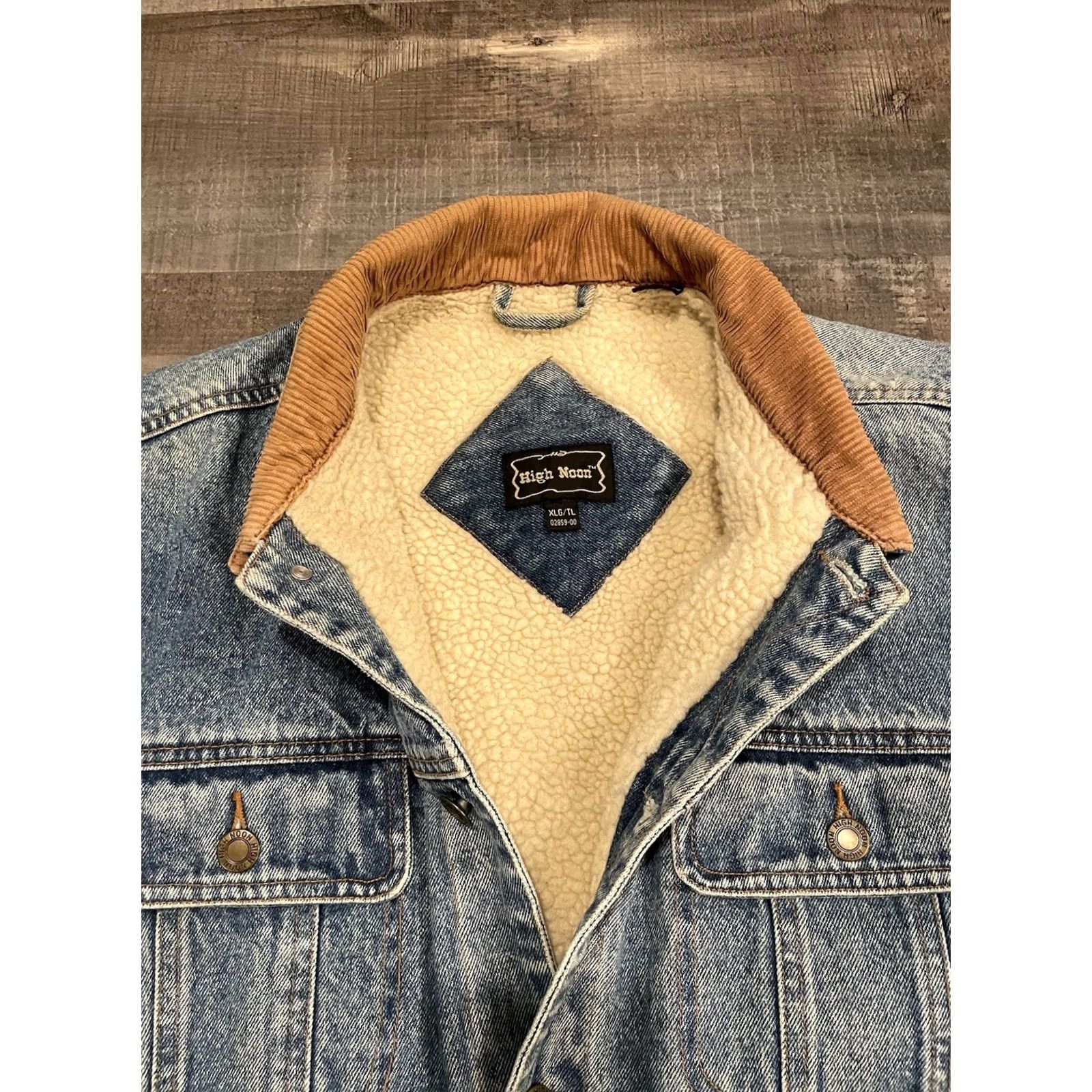 Vintage VTG High Noon Denim Trucker Jacket Mens XL Blue Button Up 90s Cowboy Grunge Western Casual Workwear–Lined Pockets Cotton Denim Jacket Size US XL / EU 56 / 4 - 5 Thumbnail