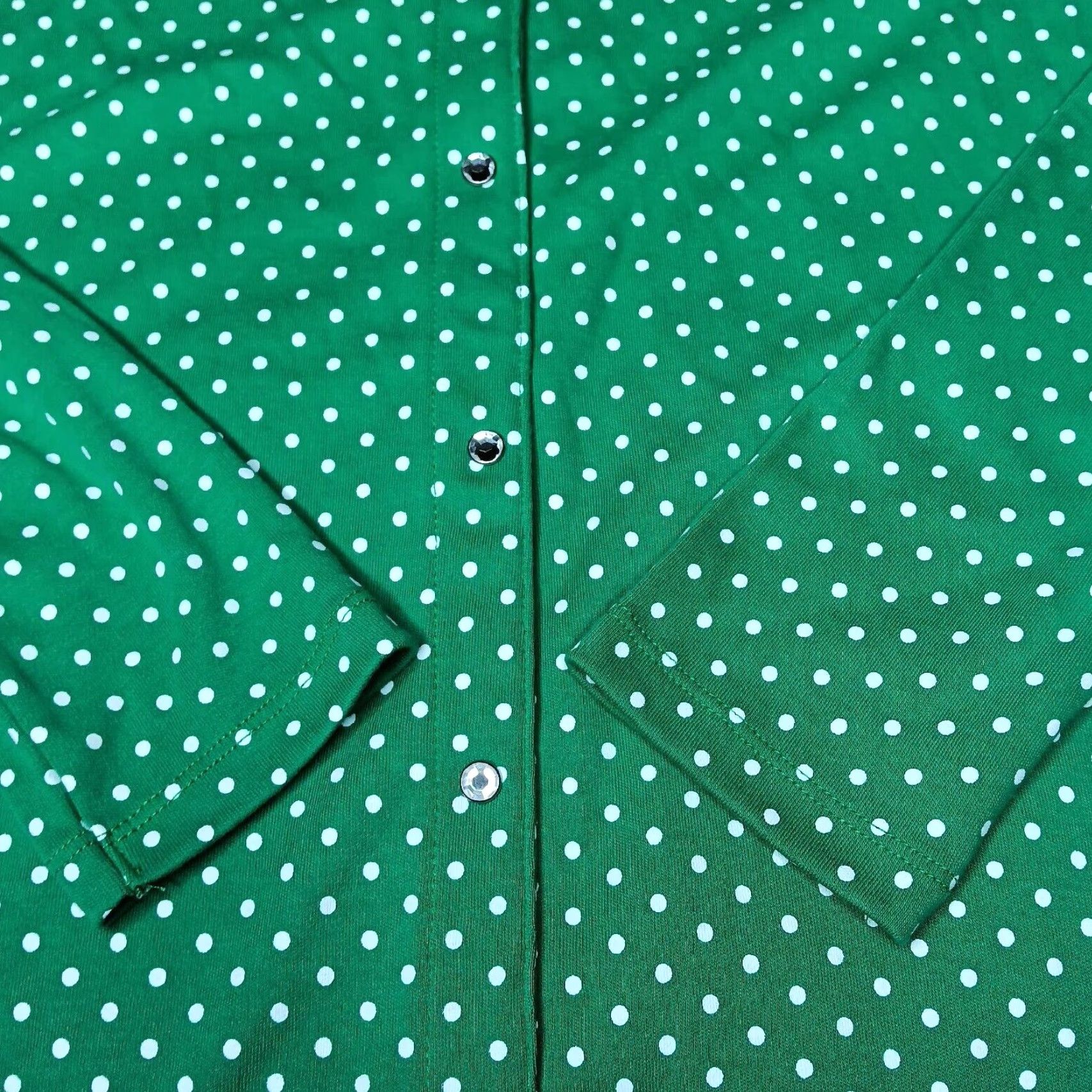 Quacker Factory Quacker Factory Shirt Women XXS Green Polka Dot Snap Front Knit Shirt Long Sleeve Cardigan NEW Size XXS / US 00 / IT 34 - 3 Thumbnail